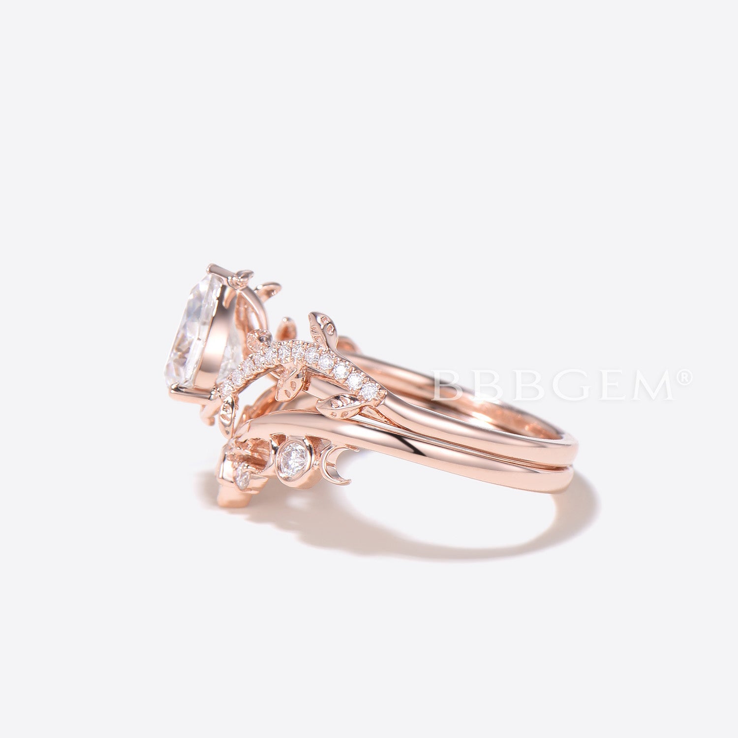 Nature Inspired Pear Moissanite Engagement Ring - Leaf Diamond Bridal Wedding Set for Women | Perfect for Proposals, Anniversaries & Romantic Occasions