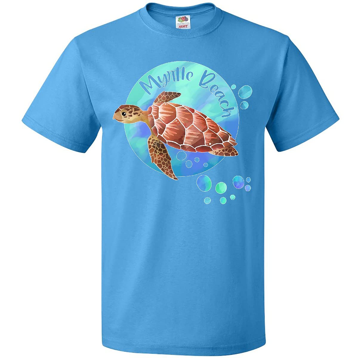 Inktastic Myrtle Beach Sea Turtle and Bubbles Graphic T-Shirt for Men & Women - Comfortable Cotton Tee for Beach Vacation, Summer Outfits & Casual Wear