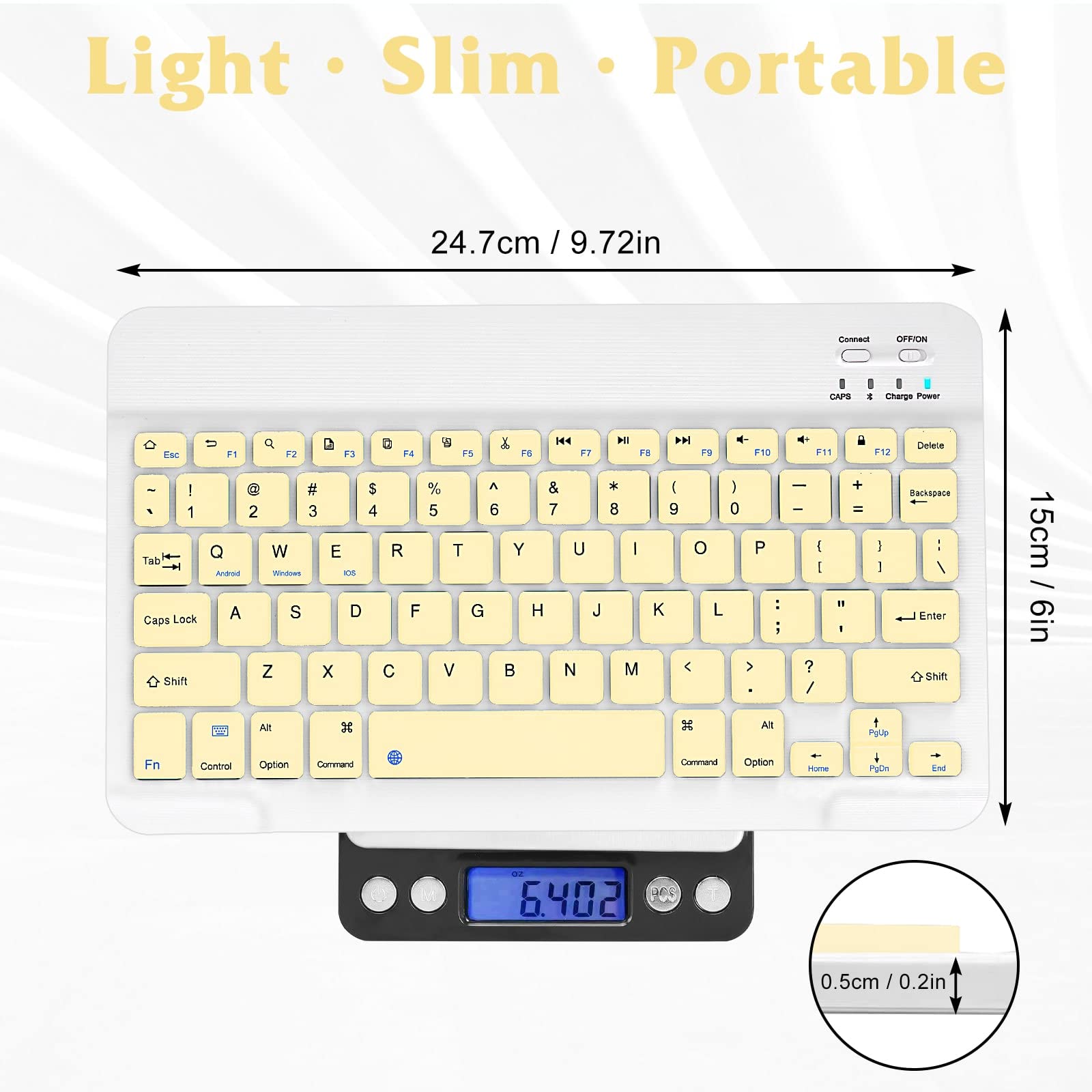 Rechargeable Bluetooth Keyboard and Mouse Combo - Ultra Slim Full-Size Wireless Keyboard & Ergonomic Mouse for Mac, iPad, Tablet, PC, Laptop - Compatible with Oppo A16 - Banana Yellow - Perfect for Office, Home, and Travel Use