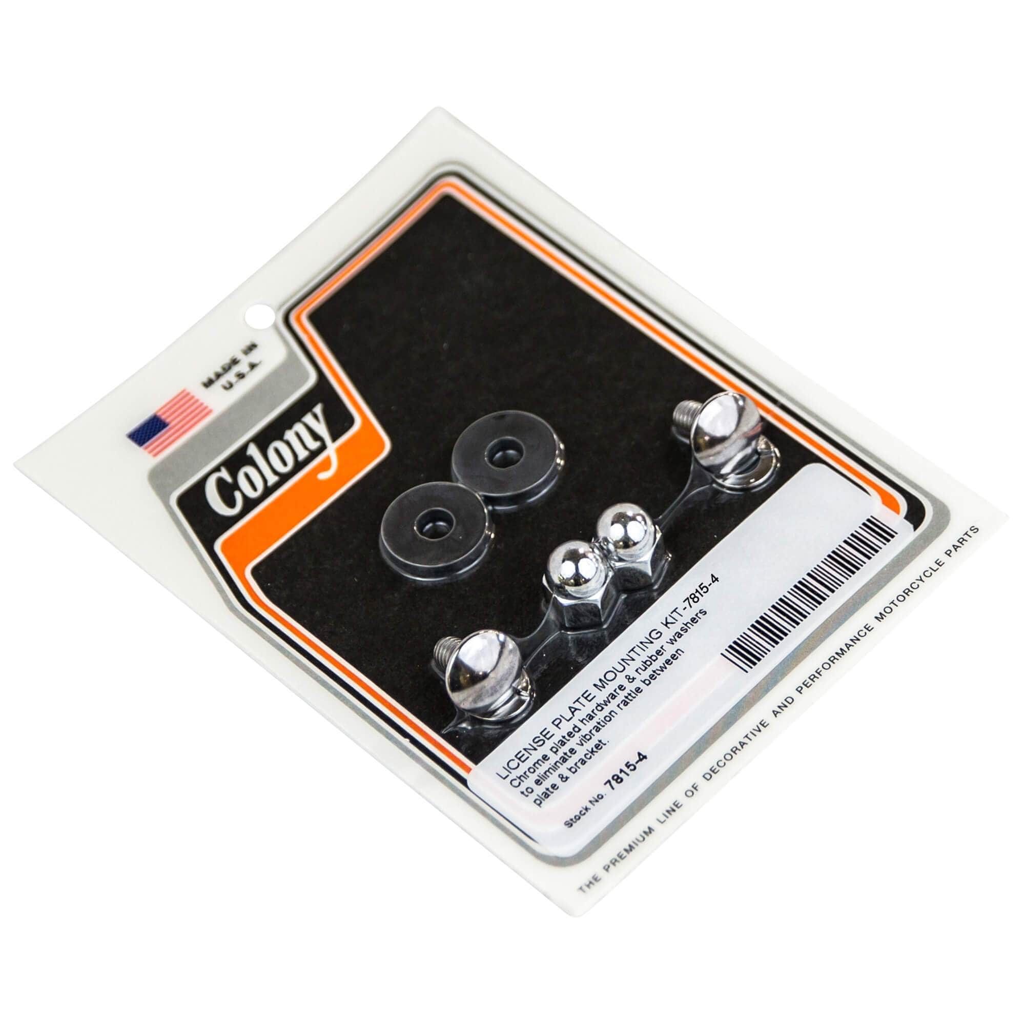 #7815 4 Acorn Head License Plate Mounting Kit with Rubber Washers - Chrome Plated for Car, Truck & Motorcycle - Secure & Rust-Proof Installation