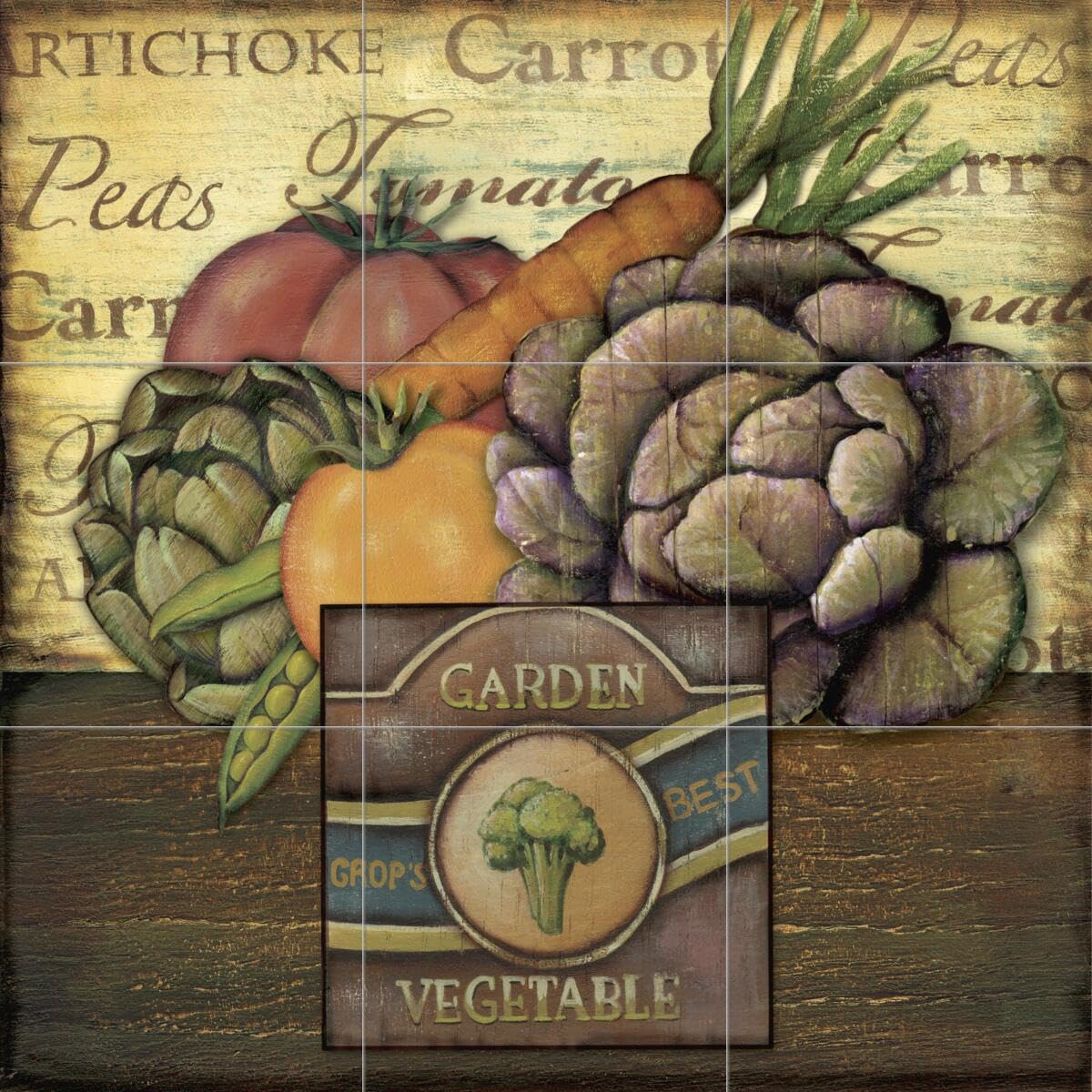 Ceramic Backsplash Tile Mural - Fruits & Vegetables Food Theme Kitchen & Bathroom Wall Decor - Charlene Audrey Design - Perfect for Farmhouse, Modern & Vintage Style Homes