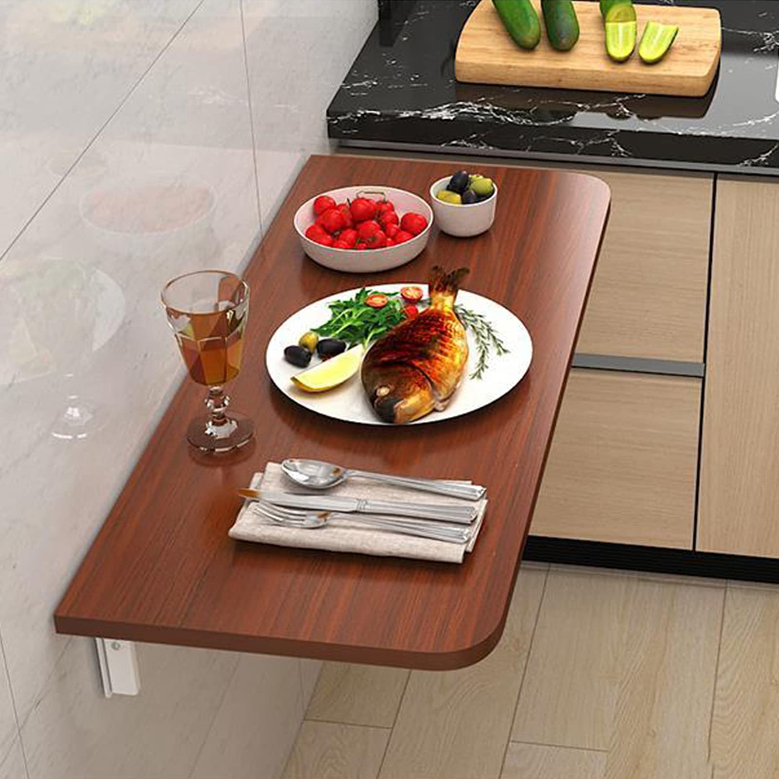 Wall-Mounted Folding Table - Floating Wall Desk with Drop Leaf Design, Space-Saving Computer Desk & Dining Table for Home, Kitchen, Office (120x30cm) - Perfect for Small Apartments, Dorm Rooms & Workspaces