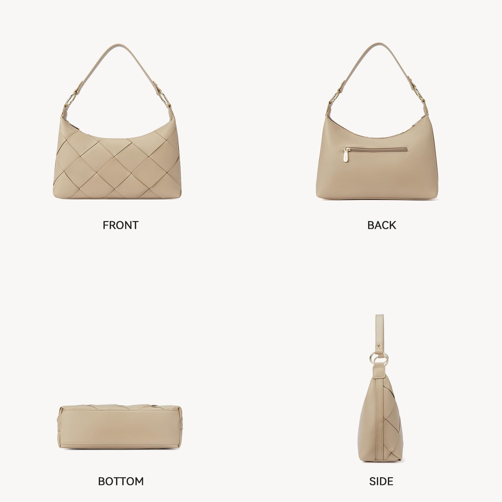 BOSTANTEN Women's Vegan Leather Woven Hobo Shoulder Bag - Stylish & Eco-Friendly Handbag for Work, Travel & Everyday Use