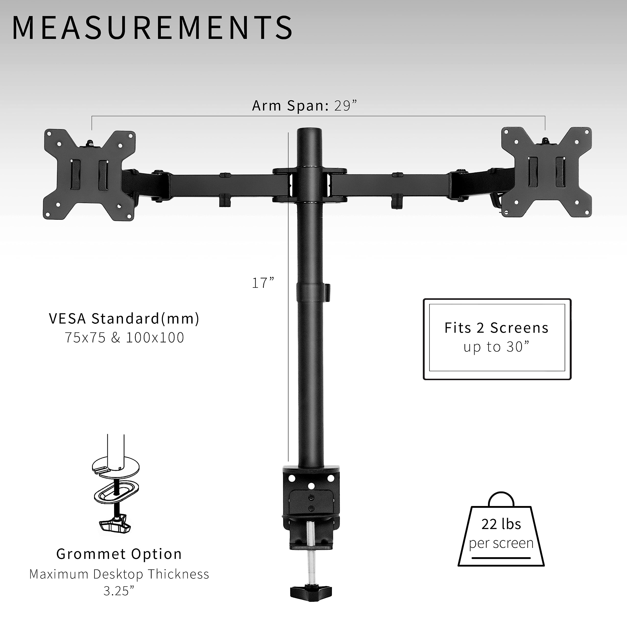NB North Bayou Dual Monitor Full Motion Gas Spring Desk Mount - Adjustable Ergonomic Stand for Home & Office Workspace