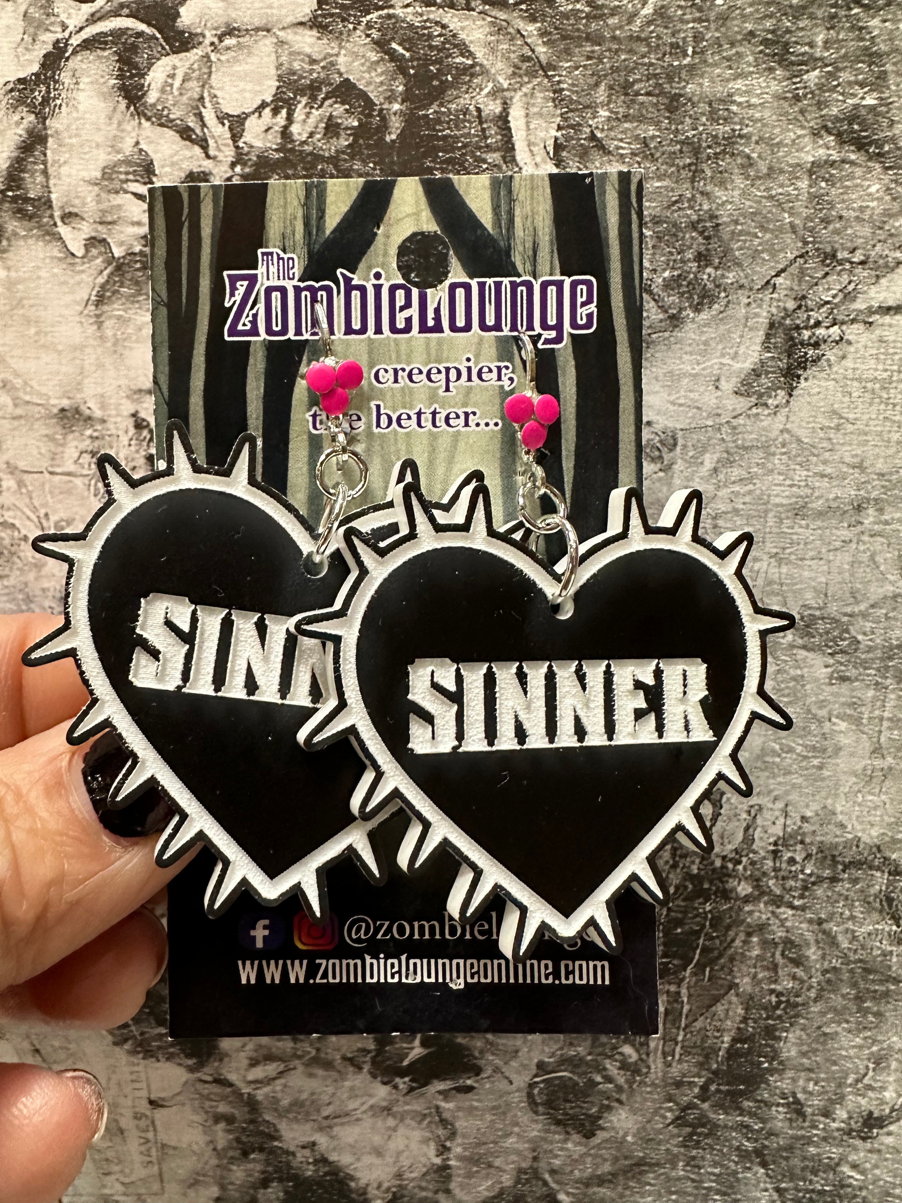 Sinner Heart Earrings for Women - Gothic Punk Jewelry, Stainless Steel Stud Earrings for Daily Wear, Perfect for Halloween, Parties & Gifts