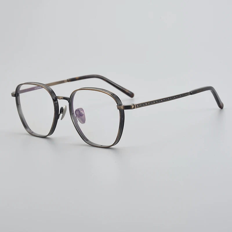 Black Unisex Full Rim Big Polygon Square Titanium Eyeglasses Frame - Lightweight Durable Glasses for Men & Women - Perfect for Reading, Driving & Fashion Accessories