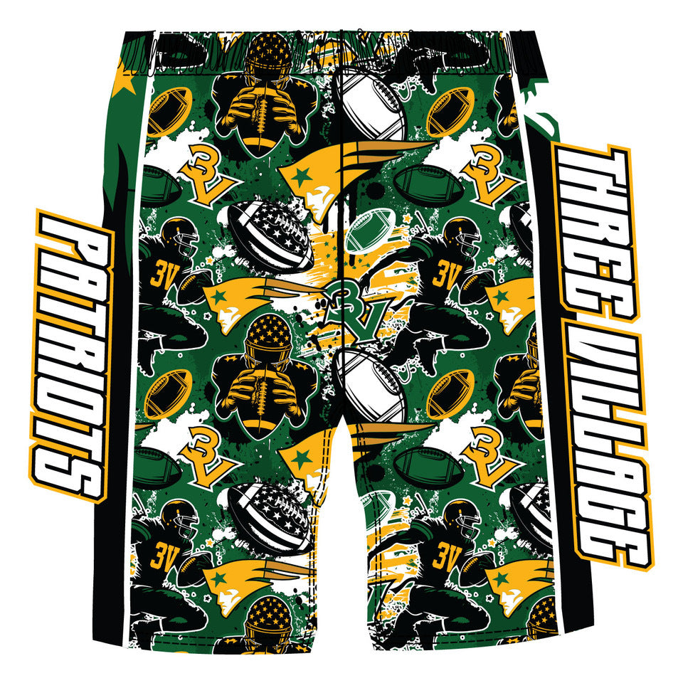 Boys & Men's Three Village Patriots Football Shorts - Comfortable Athletic Shorts for Football Practice, Training & Casual Wear