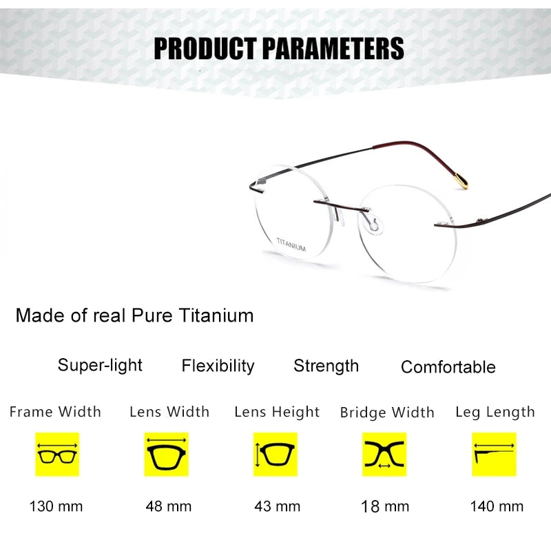 Brightzone Women's Rimless Oval Round Titanium Eyeglasses 71602 - Lightweight & Durable Frame for Work, Reading & Everyday Use