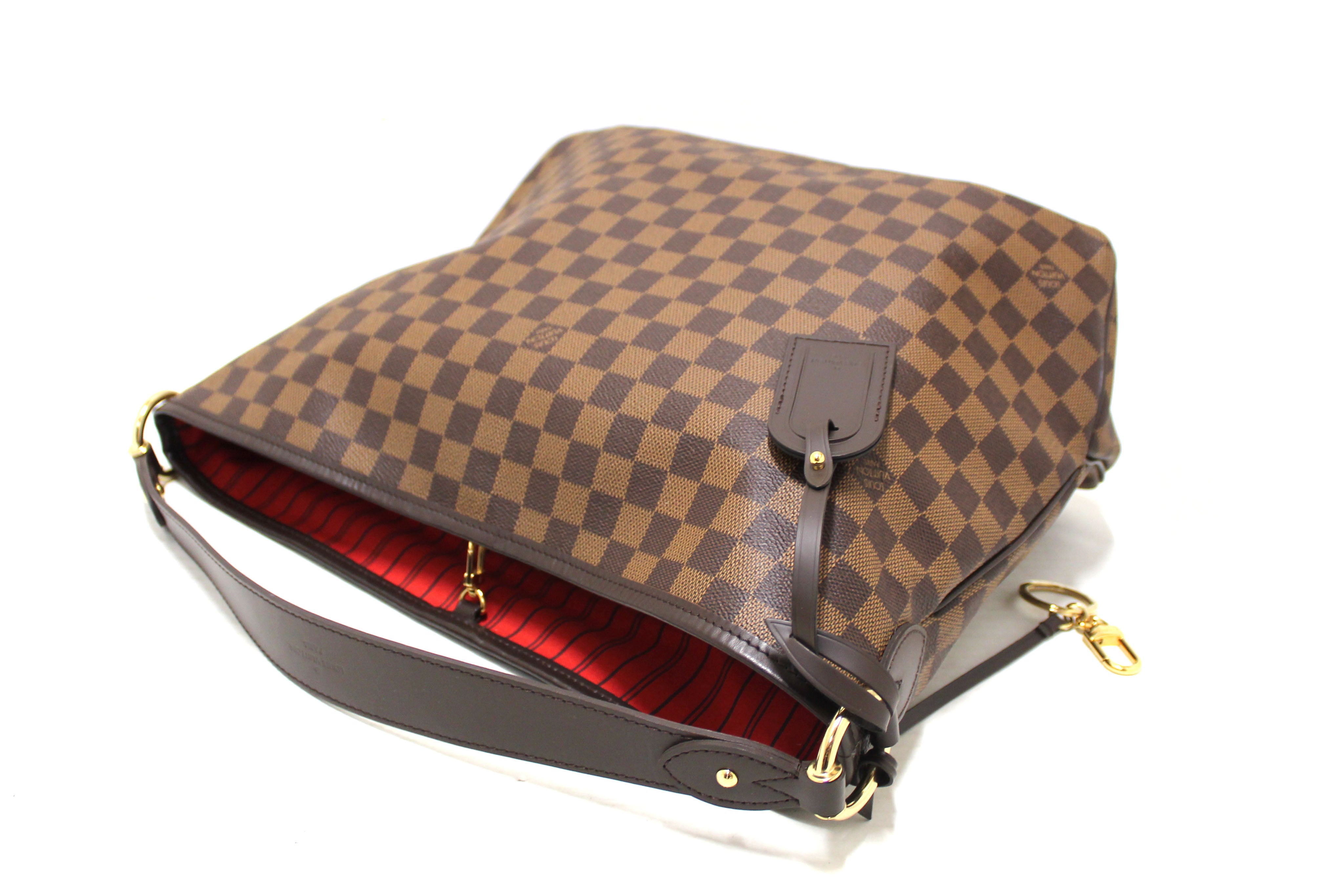 Authentic Louis Vuitton Damier Ebene Delightful MM Hobo Shoulder Bag for Women - Luxury Designer Handbag with Spacious Interior, Perfect for Work, Travel & Everyday Use