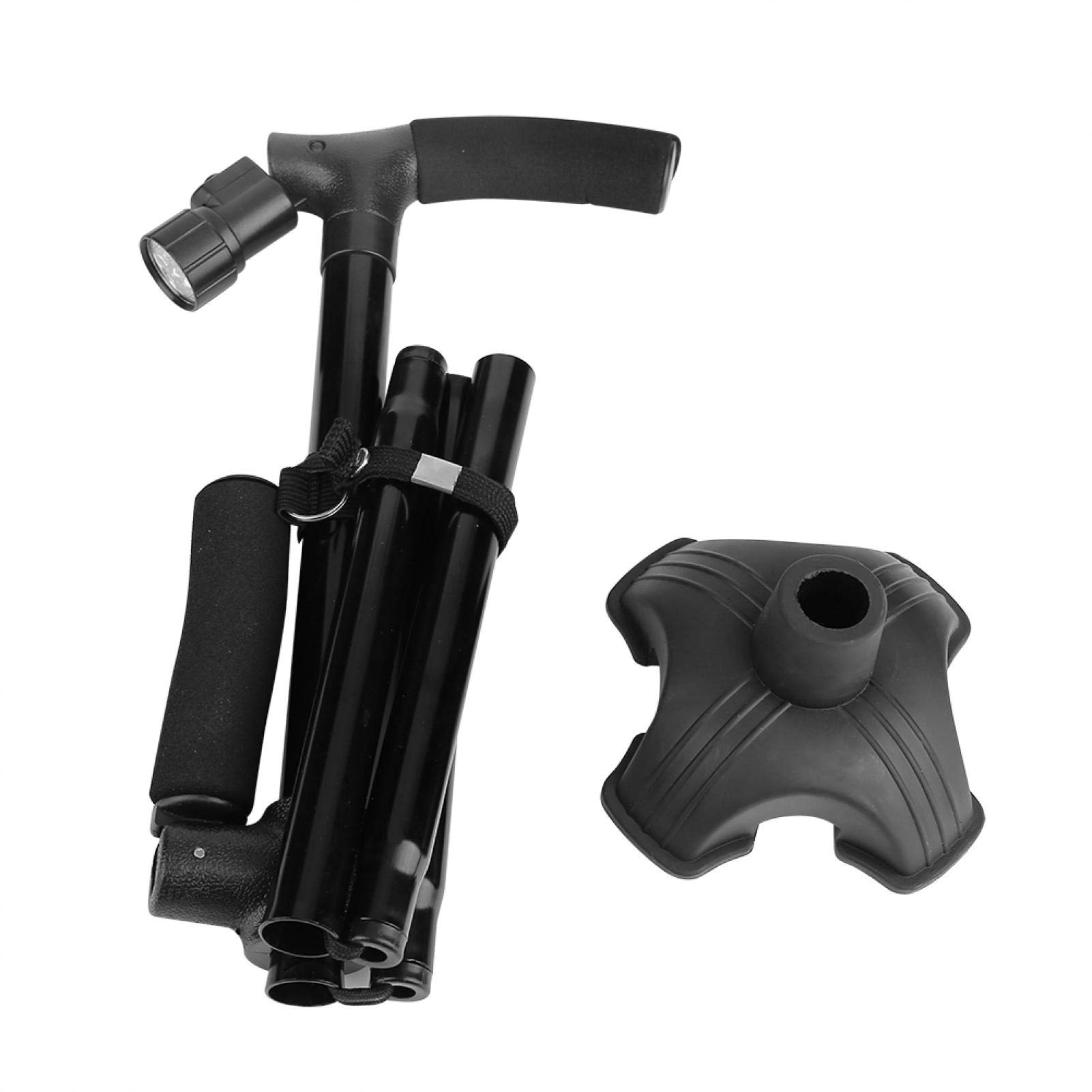 Lightweight Adjustable Self Standing Folding Walking Cane with LED Light & Cushion Handle - Ideal for Seniors, Elderly Support & Outdoor Activities - Perfect for Hiking, Travel & Daily Mobility Assistance