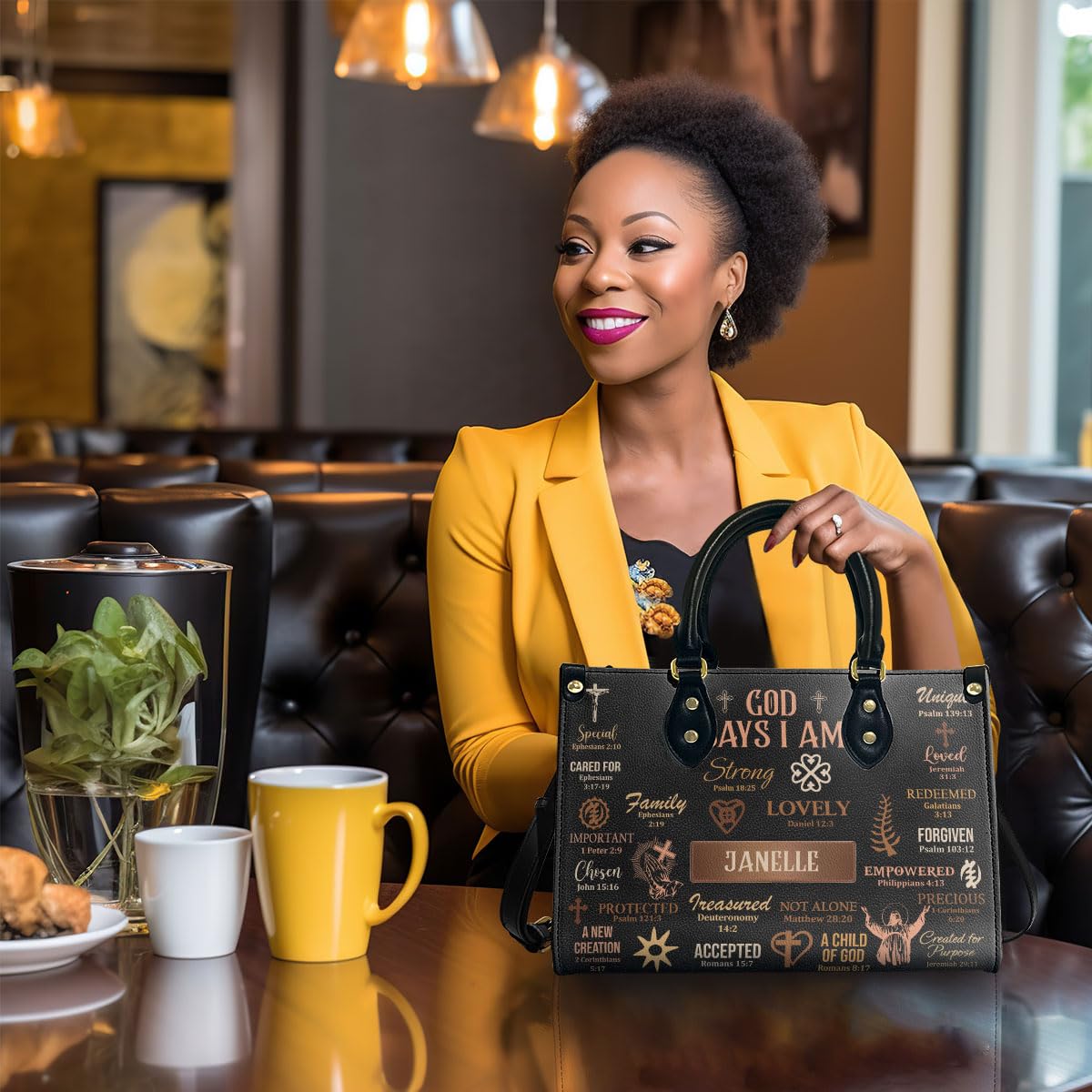 Personalized Leather Handbag for Women - Custom Monogram Designer Purse with Matching Wallet Set - Luxury Christmas Gift for Her - Perfect for Work, Travel & Special Occasions