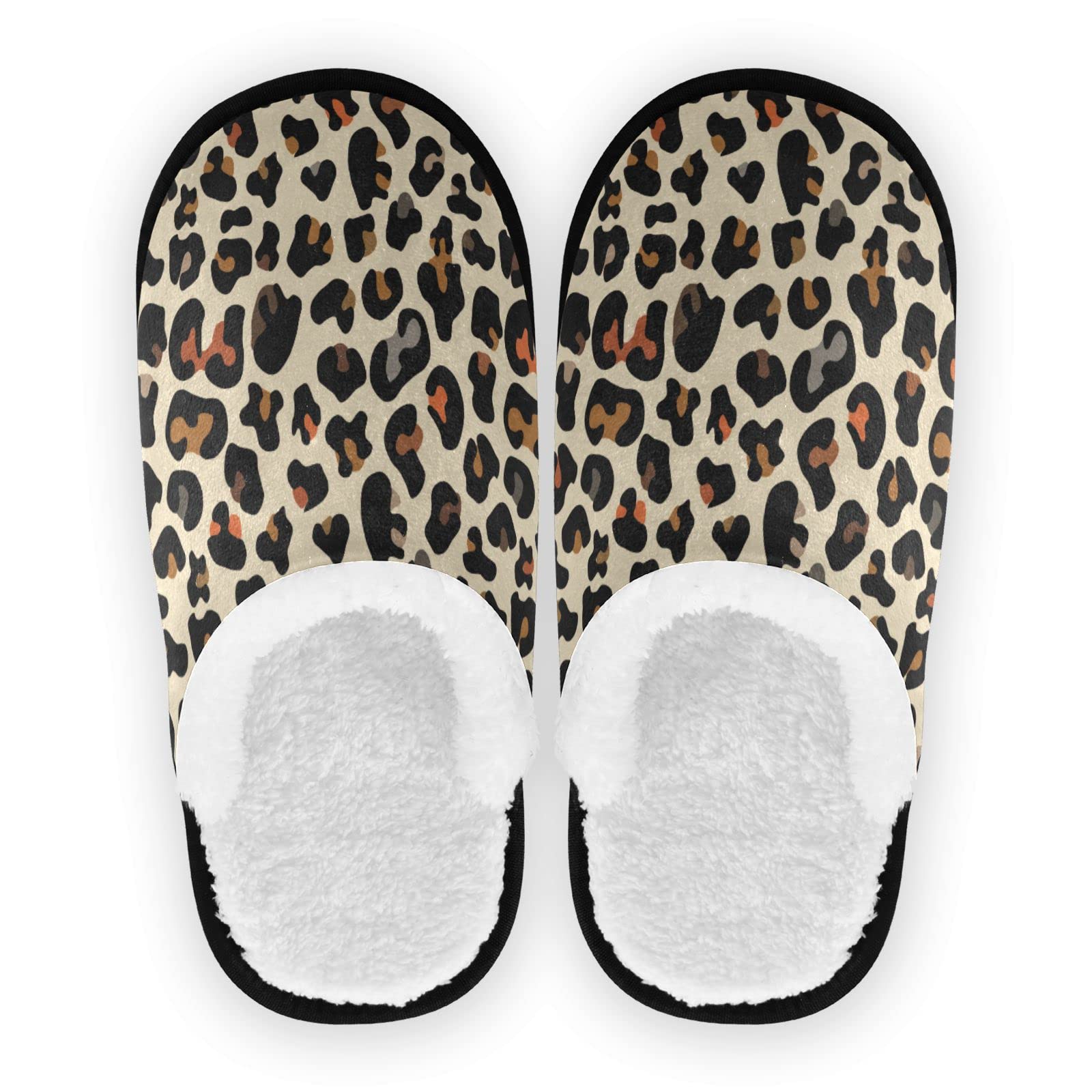 Vozoza Memory Foam Slippers for Women & Men - Soft Leopard Print House Shoes with Non-Slip Sole for Indoor/Outdoor Use, Travel & Spa Comfort