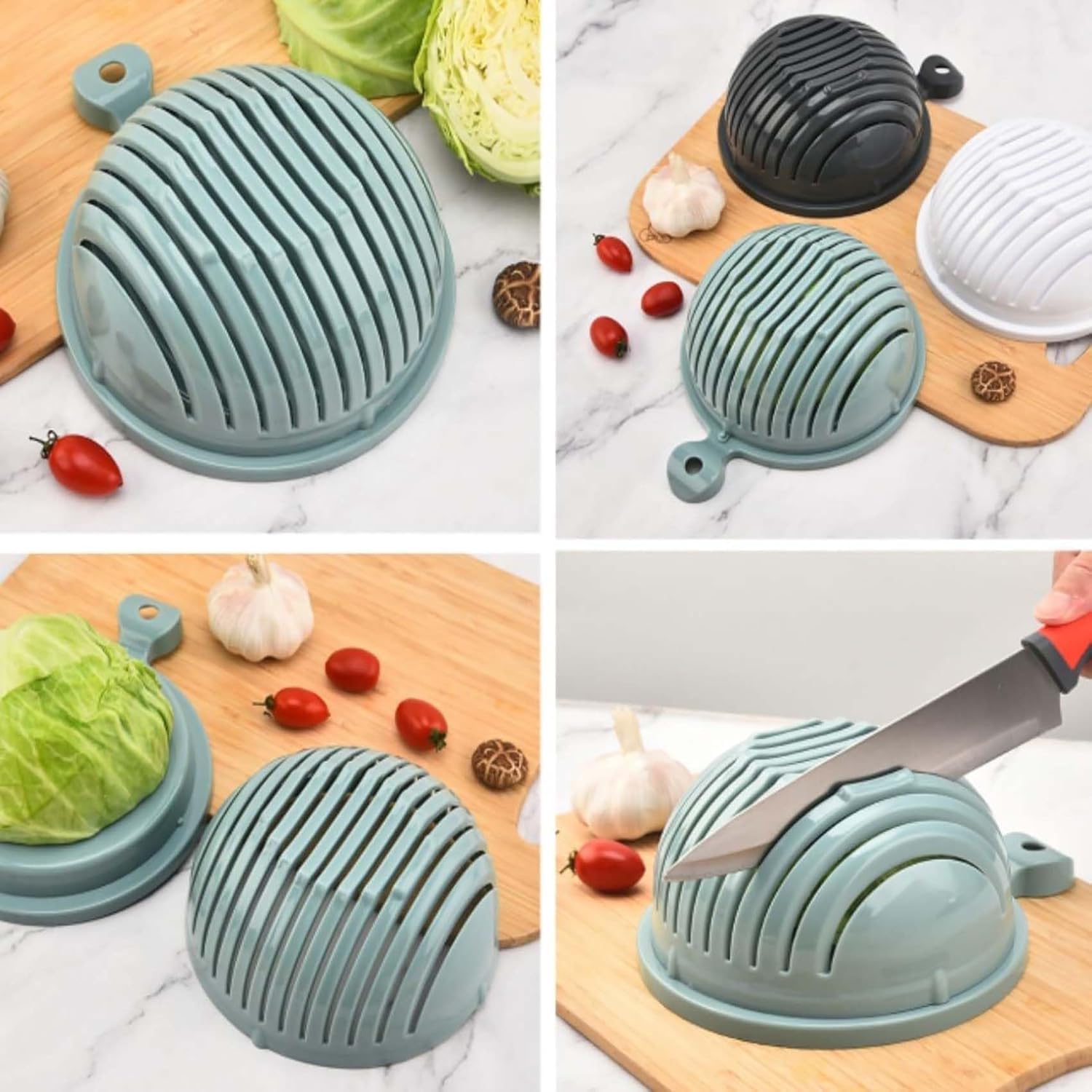 **Multi-Purpose Fruit and Vegetable Cutter Bowl - 5-in-1 Kitchen Slicer for Chopping, Dicing, and Slicing Veggies, Fruits, and Salads - Durable & BPA-Free (Blue) - Perfect for Meal Prep, Snacks, and Healthy Eating**
