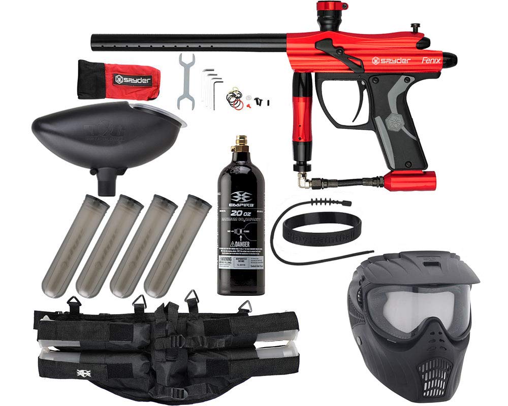 Spyder Fenix Epic Paintball Gun Kit with Mask, Hopper & Tank - Best for Woodsball & Speedball Games | Action Village Kingman Paintball Package
