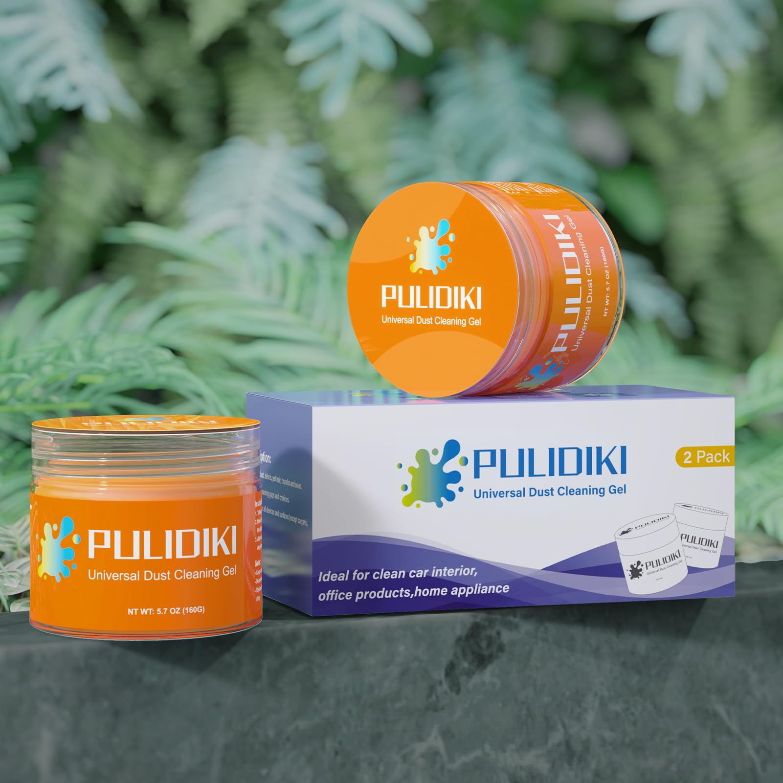 PULIDIKI Car Cleaning Gel - 2 Pack Auto Detailing Putty for Interior Dust Removal, Keyboard & Air Vent Cleaner | Sticky Slime for Car Detailing, Electronics & Home Use (Orange)