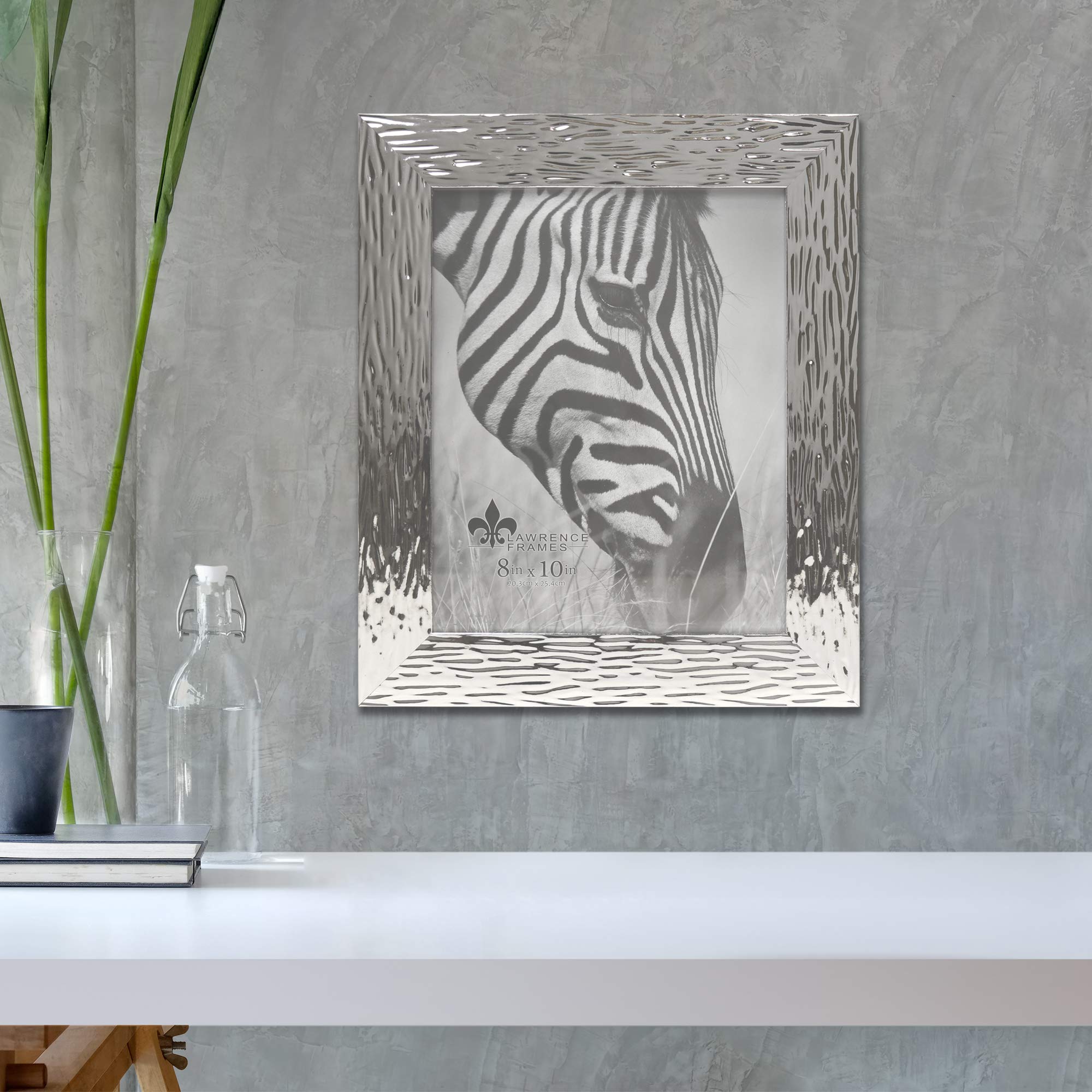 Lawrence Home 8x10 Silver Picture Frame - Elegant Photo Display for Wall, Tabletop, or Desk - Perfect for Family Photos, Artwork, and Home Decor