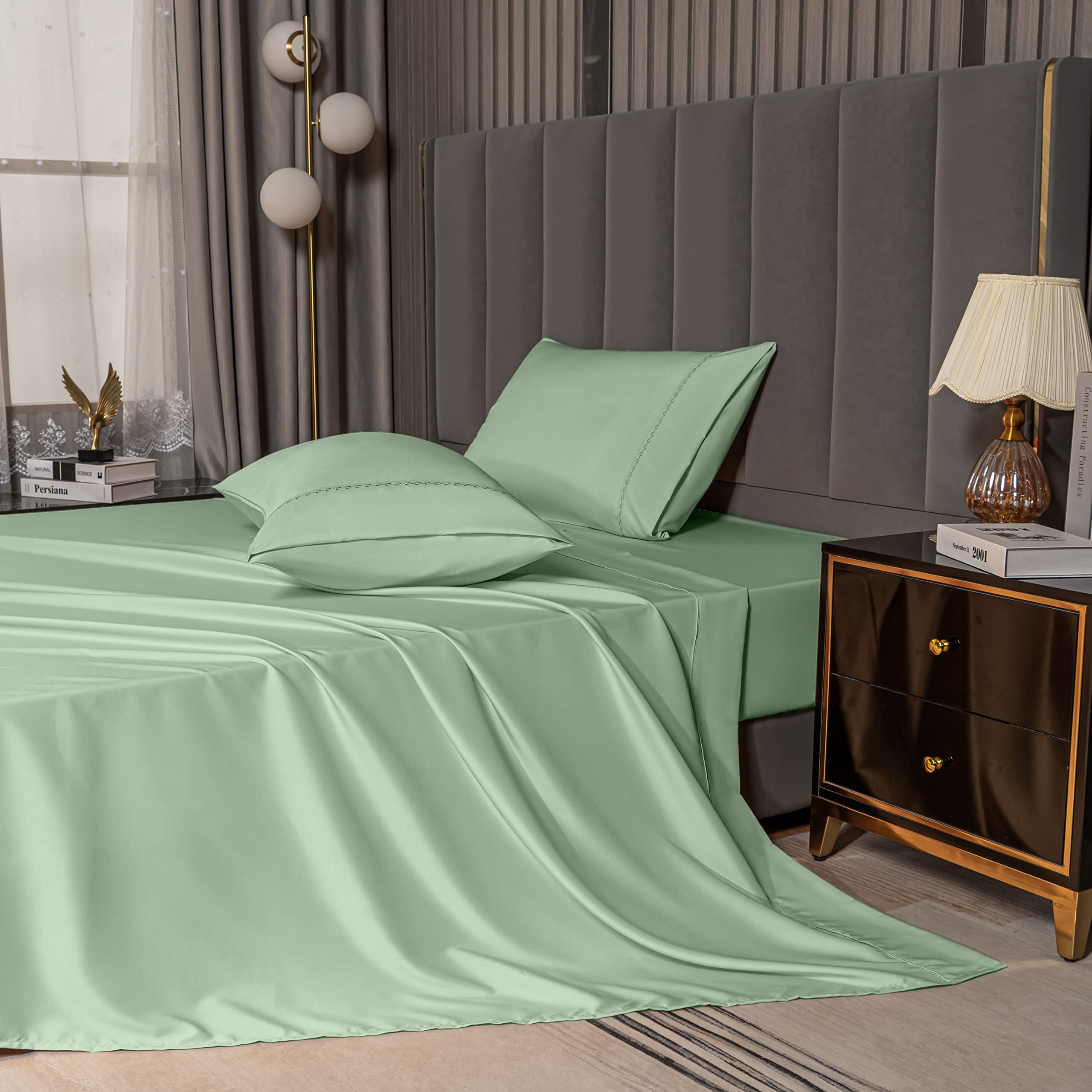 Premium Bamboo King Bed Sheets Set - Cooling & Breathable 4-Piece Bedding with 16