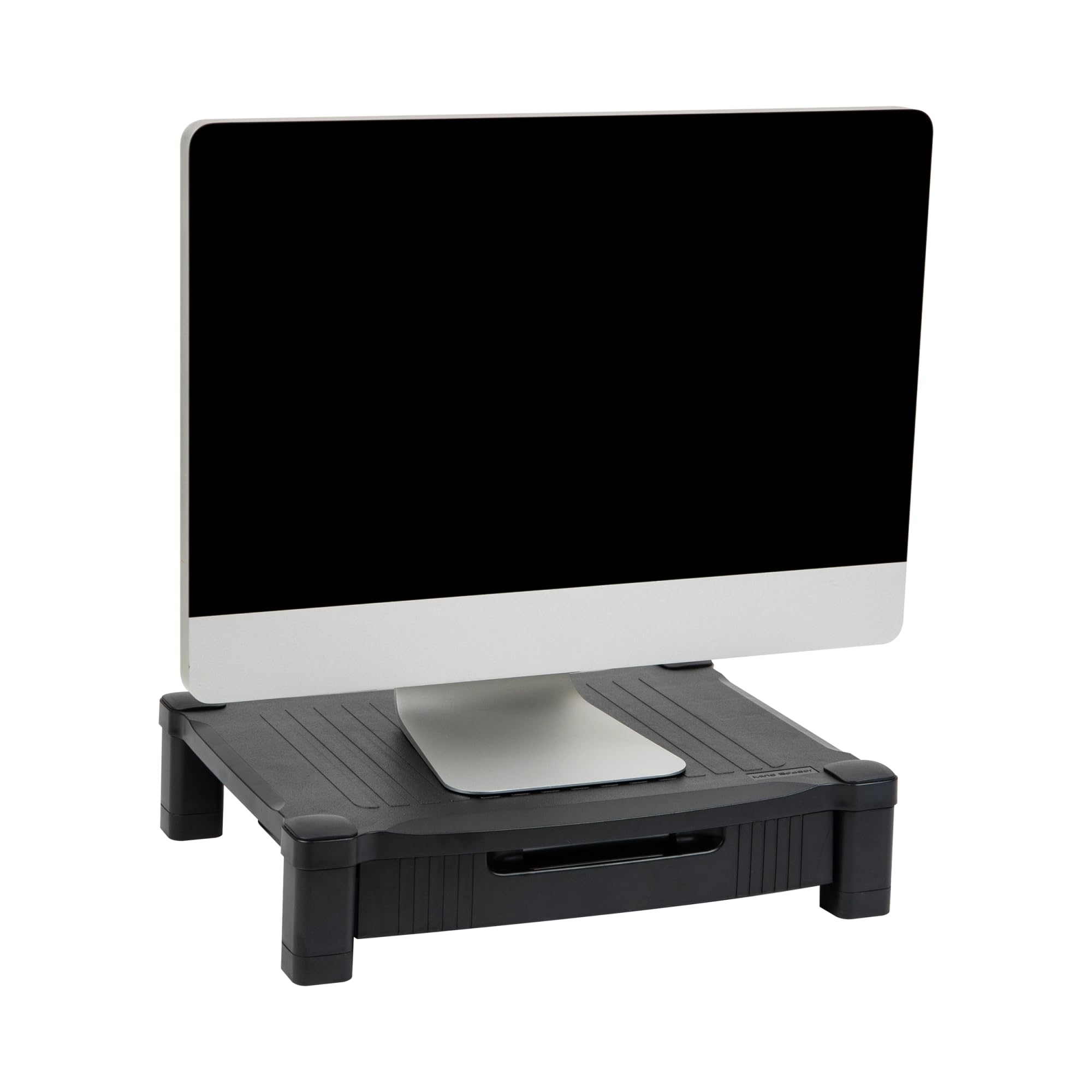 Mind Reader Black Monitor Stand with Storage Drawer - Desktop Organizer & Laptop Riser for Office - 17.2 x 13.2 x 4 Inches (43.8 x 33.7 x 10.2 cm) - Perfect for Workspace Organization & Ergonomic Computer Setup