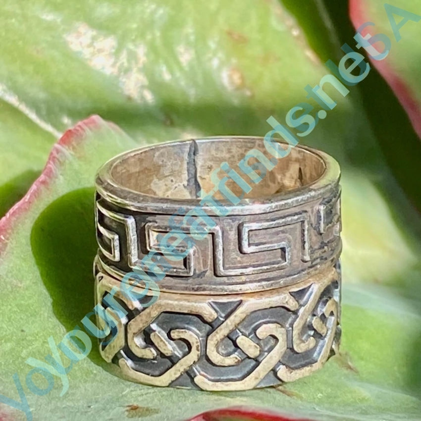 Vintage Mexican Sterling Silver Band Ring with Raised Design - Size 10 for Men & Women - Perfect for Boho Fashion, Weddings & Everyday Wear