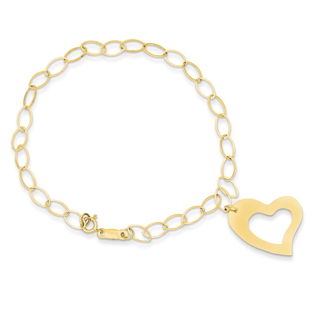 14K Yellow Gold Dangle Heart Bracelet for Women - Elegant Jewelry Gift for Valentine's Day, Anniversary & Special Occasions | Perfect for Date Nights, Weddings & Romantic Events