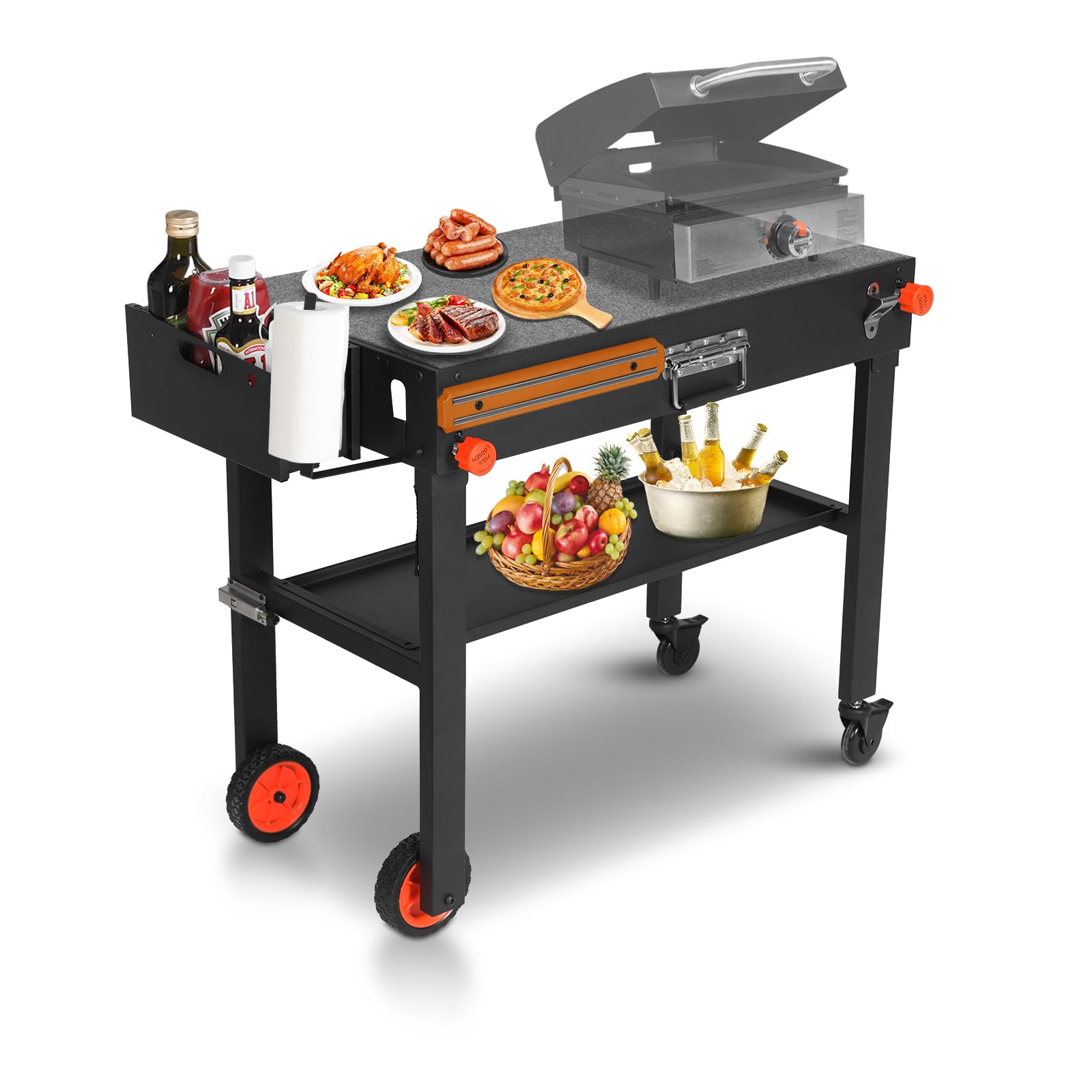 Blackstone Rolling Grill Cart with Spice Rack - Heavy Duty Portable Griddle Stand for 17