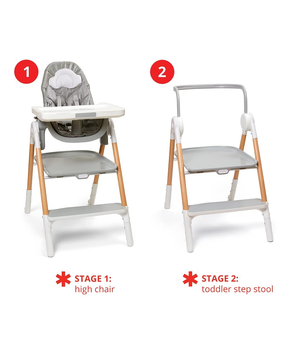 Skip Hop 2-in-1 High Chair - Convertible Sit-to-Step Toddler Booster Seat for Babies & Kids | Perfect for Dining, Kitchen & Travel Use