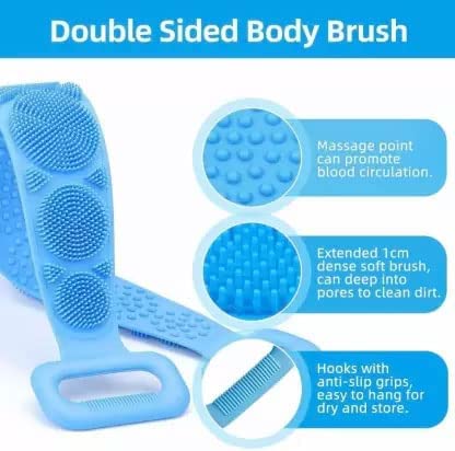 Premium Silicone Body Scrubber - Exfoliating Bath Brush Belt for Deep Cleansing, Dead Skin Removal & Massage - Soft Shower Scrubber for Men & Women (Multicolor) - Perfect for Spa, Shower & Travel Use