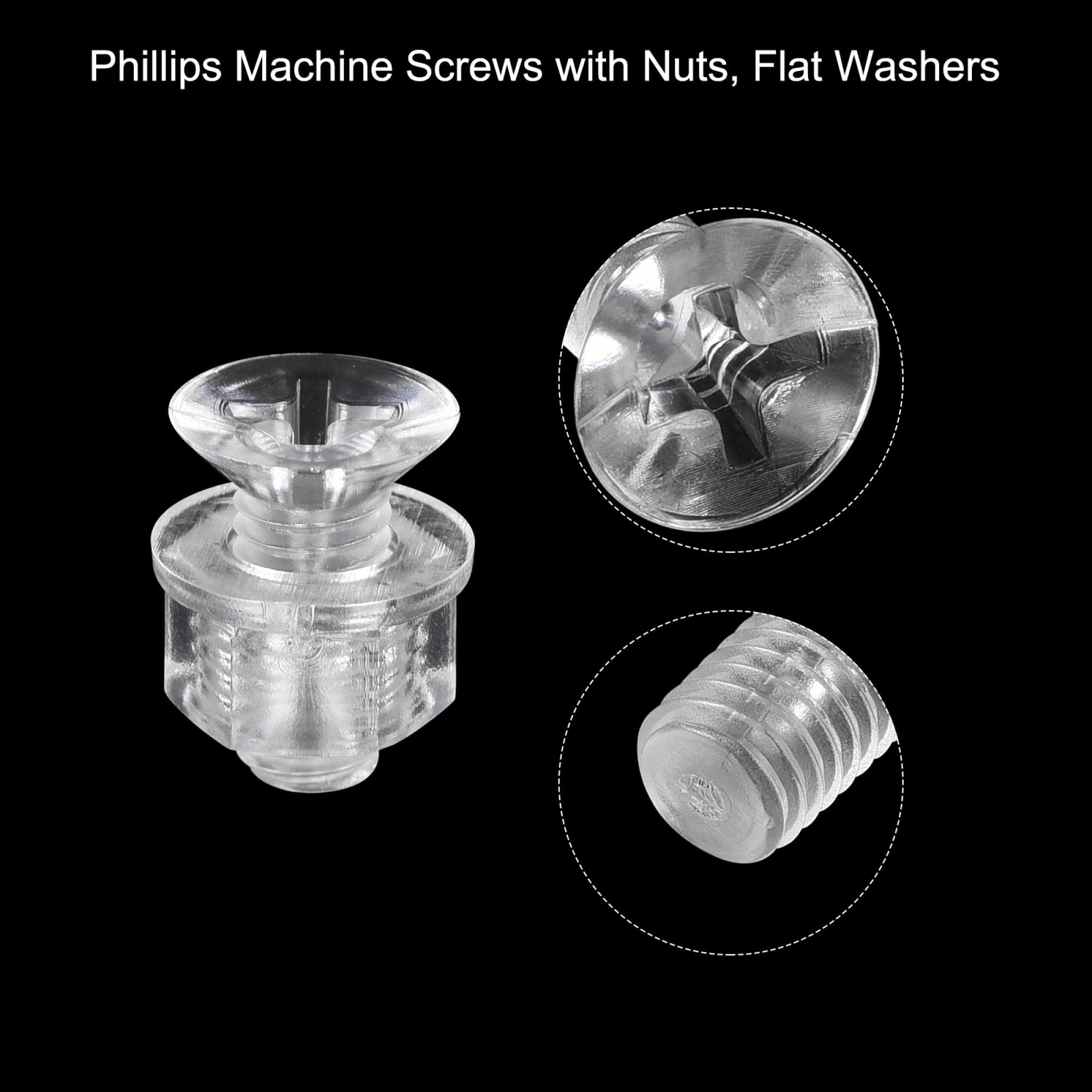 uxcell M5 x 12mm Transparent Plastic Phillips Machine Screws with Nuts & Washers - 20 Sets for PC Assembly, DIY Projects, and Home Repairs