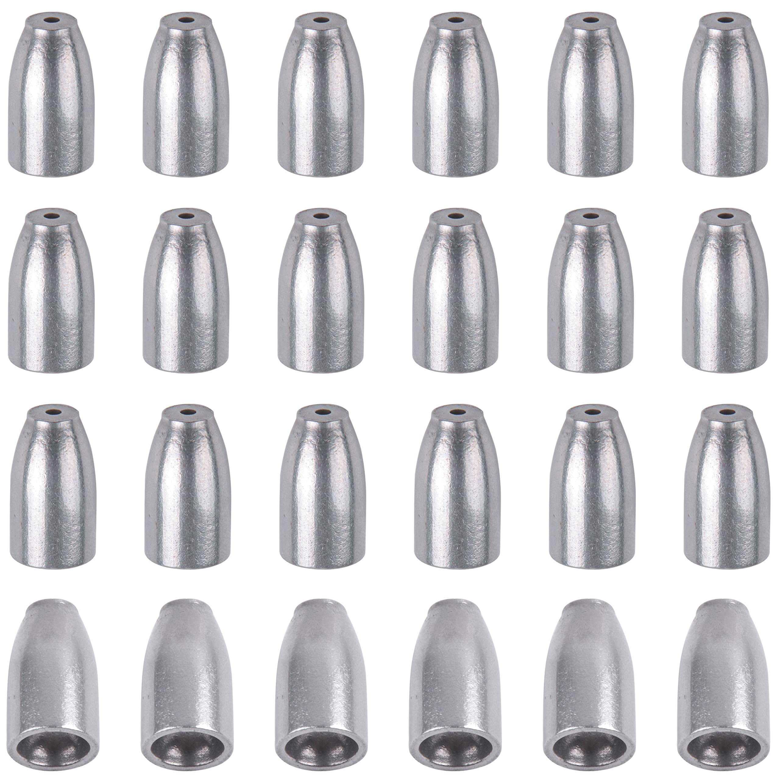 AGOOL 24pcs Iron Bullet Fishing Sinkers - Worm Weights for Bass Fishing, Pitching & Flipping Texas Rigs - Perfect for Freshwater & Saltwater Angling