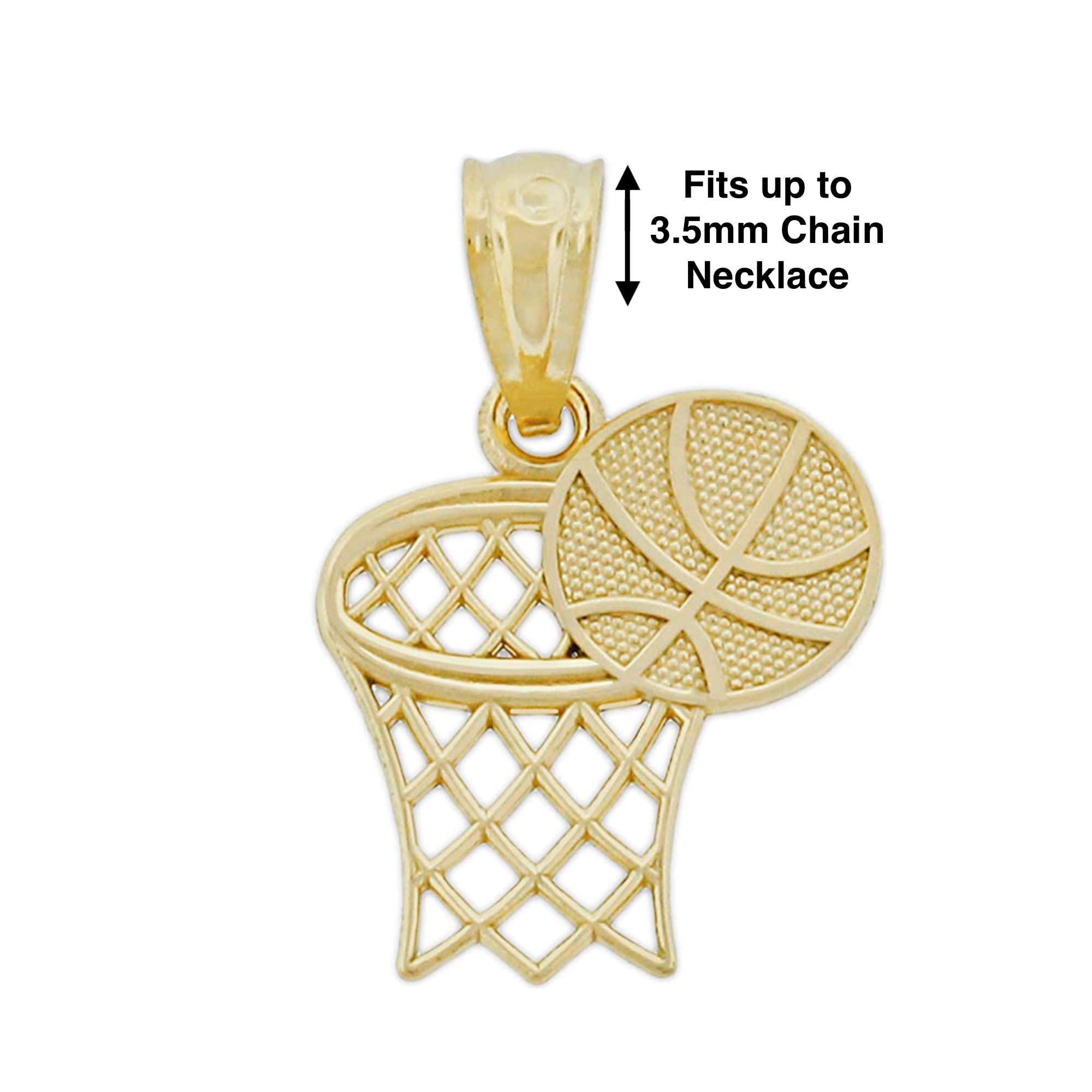 10K Gold Basketball Hoop Charm Pendant - Elegant Sports Jewelry for Basketball Lovers - Perfect Gift for Players, Coaches & Fans - Game Day Accessories & Team Spirit Jewelry