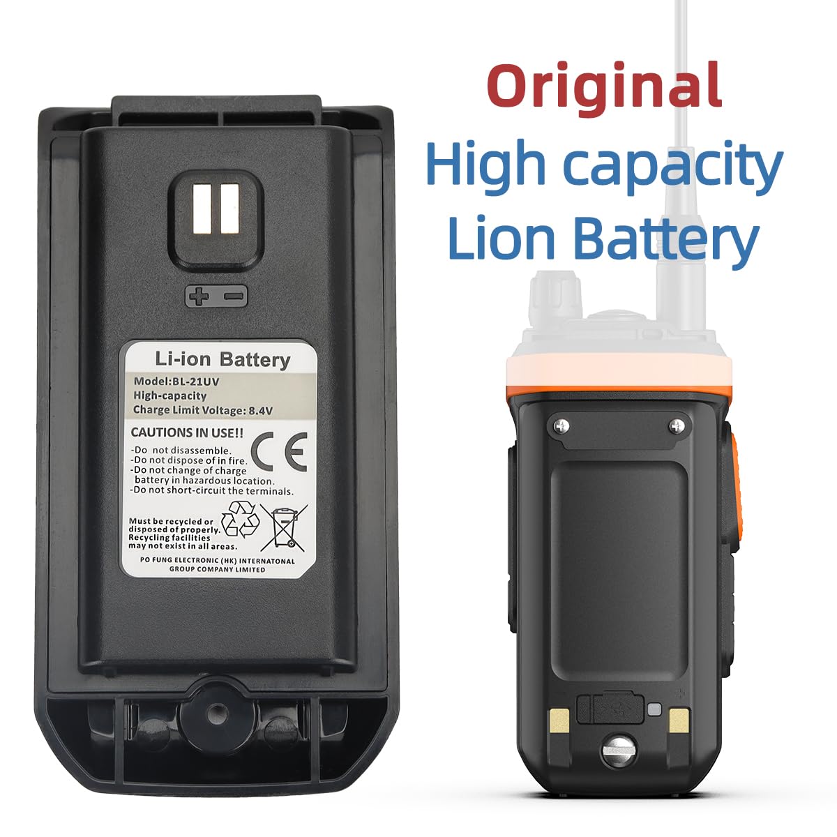 Original BAOFENG UV-21R Li-ion Battery Pack - High Capacity Replacement Battery for UV-21R/UV-21 PRO/GM21 Two-Way Radios - Perfect for Outdoor Adventures, Construction Sites & Emergency Communication