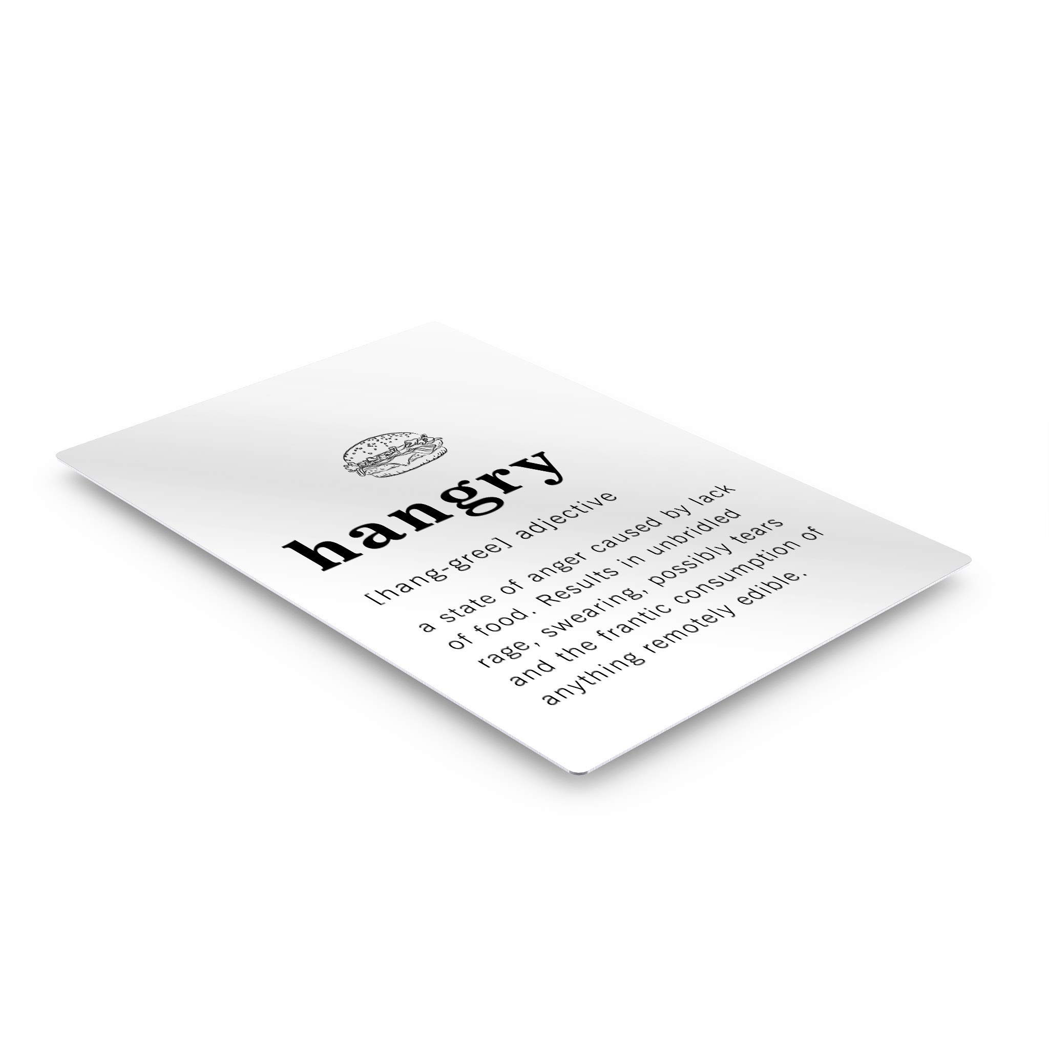 Funny Adjective Noun Dictionary Definition of Hangry Metal Print - Inspirational Quote Sign for Office, Living Room, Bedroom & Bathroom - Ready to Hang Wall Art Decor (40x30 Inches) - Made in USA | Perfect for Gifts, Home Decor & Humorous Wall Art