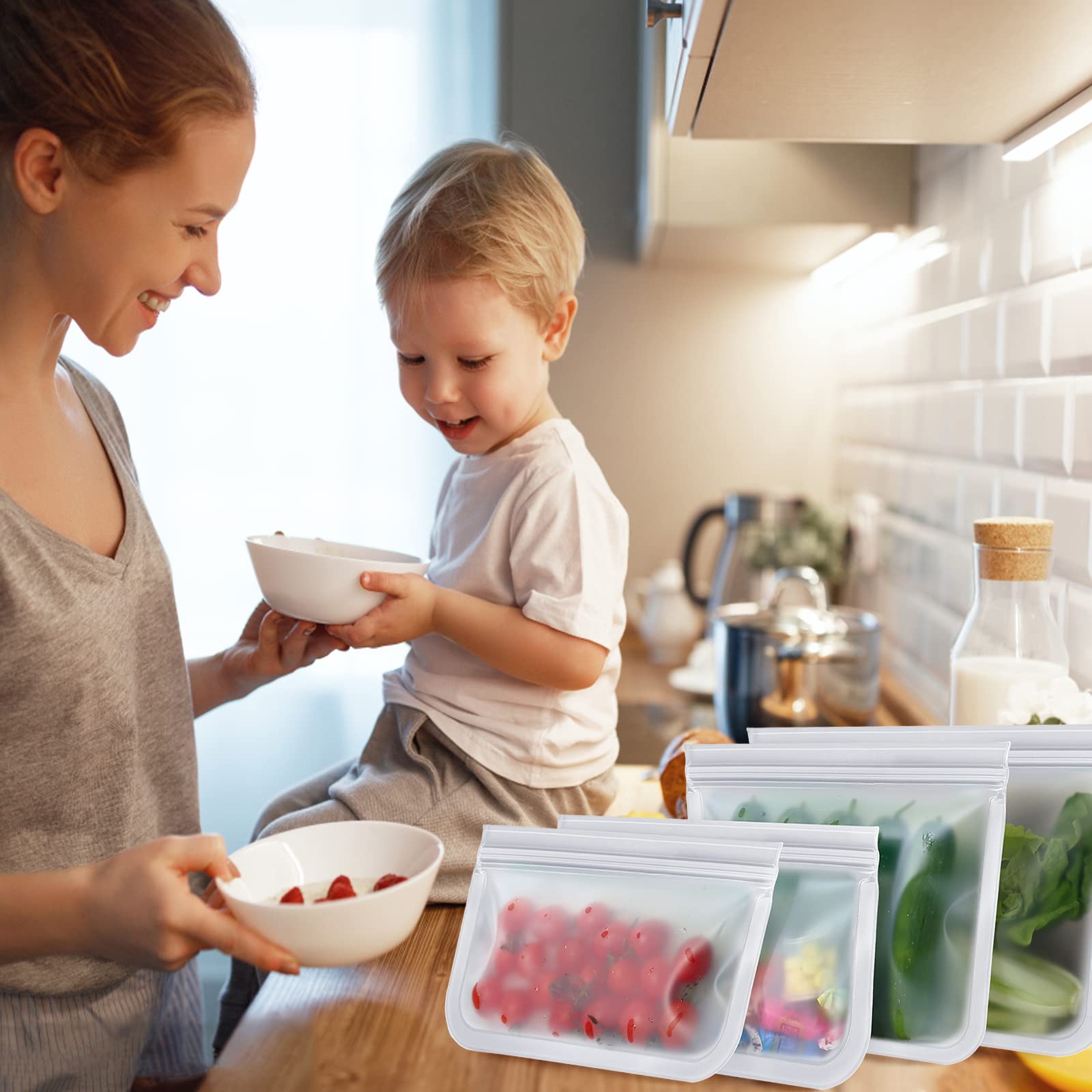 Eco-Friendly Reusable Food Storage Bags - 10 Pack Leakproof BPA Free Freezer & Sandwich Bags for Meat, Fruit, Snacks | Perfect for Meal Prep, Home Organization & On-the-Go Lunches