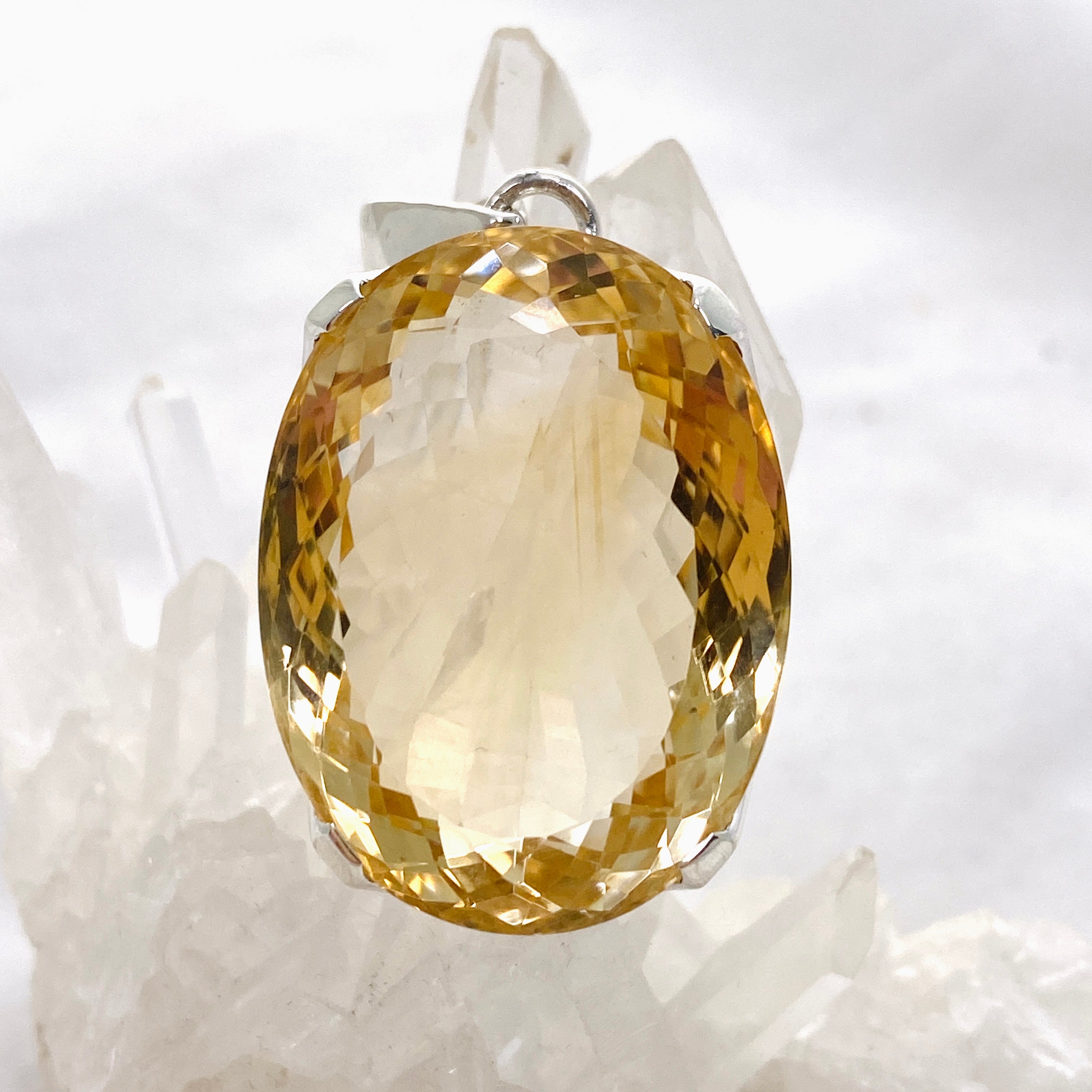 Natural Citrine Gemstone Oval Faceted Pendant Necklace KPGJ4787 - Elegant Jewelry for Women, Perfect Gift for Birthday, Anniversary & Special Occasions