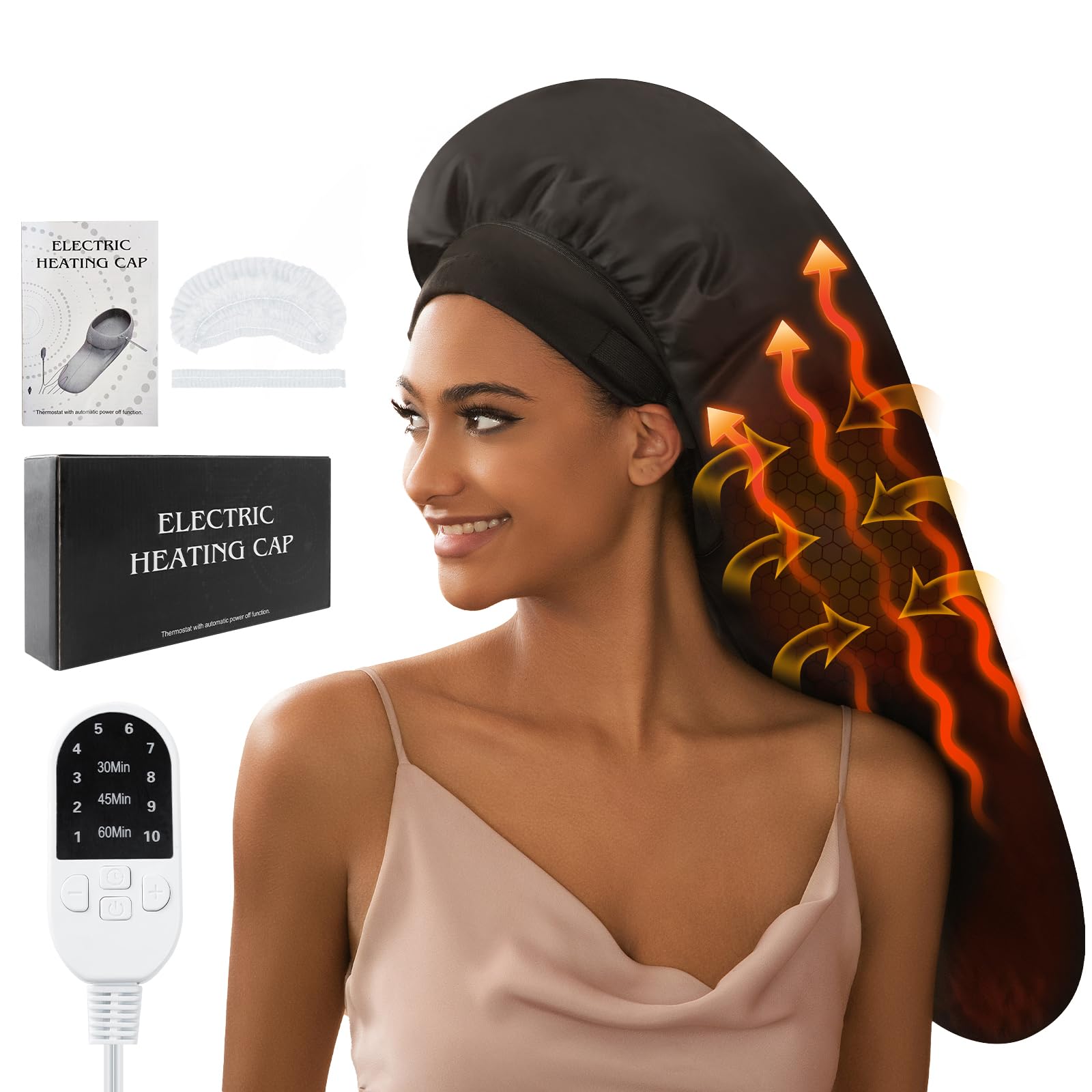Deep Conditioning Heat Cap for Natural Hair - 10-Level Adjustable Thermal Steam Cap for Home Hair Treatment | Fast Heating, Professional Hair Care for Dry & Damaged Hair - Perfect for Deep Conditioning, Moisturizing & Scalp Therapy