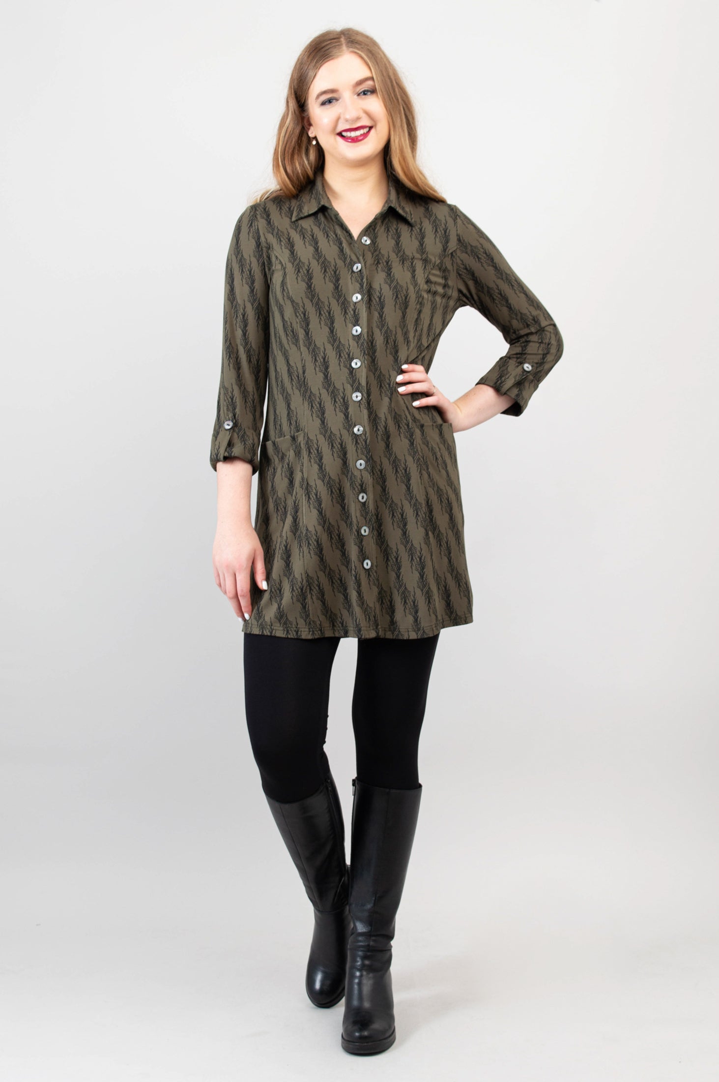Charlie Tunic in Cedar Forest Bamboo Print - Women's Flowy Casual Top for Summer | Perfect for Beach Outings, Brunch Dates & Boho Style