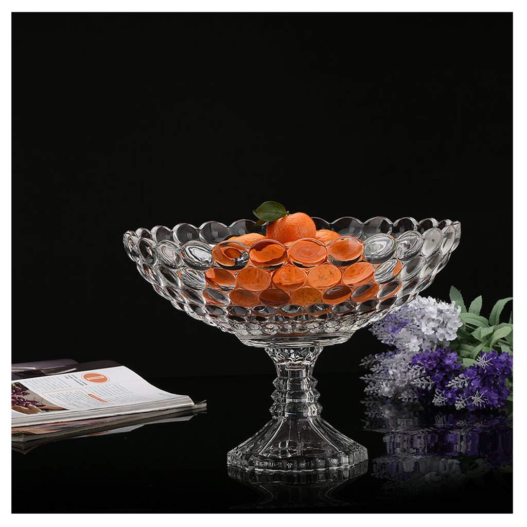 Crystal Glass Fruit Bowl - 29cm Transparent European Style Fruit Basket for Kitchen & Living Room | Perfect for Displaying Fruits, Snacks, and Home Decor