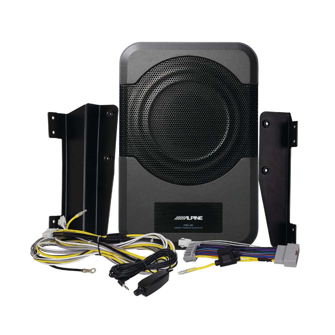 Alpine PWE S8 WRA 8-Inch Compact Powered Subwoofer System - Perfect Bass Upgrade for 2011+ Jeep Wrangler 4-Door Models | Ideal for Off-Road Adventures & Car Audio Enthusiasts