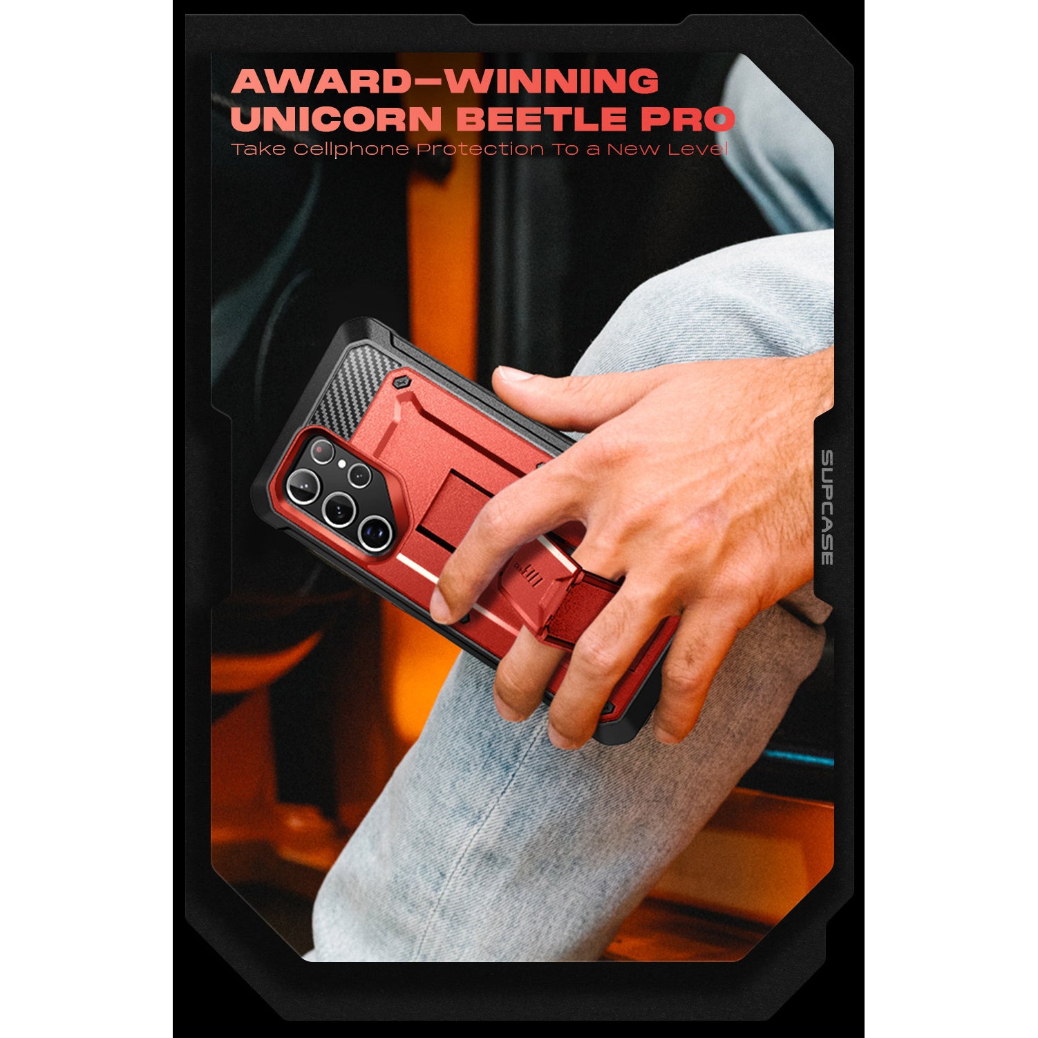 Samsung Galaxy S22 Ultra Unicorn Beetle PRO Case - Heavy Duty Rugged Protective Cover with Metallic Red Finish | Shockproof, Military-Grade Protection for Outdoor, Work & Extreme Sports