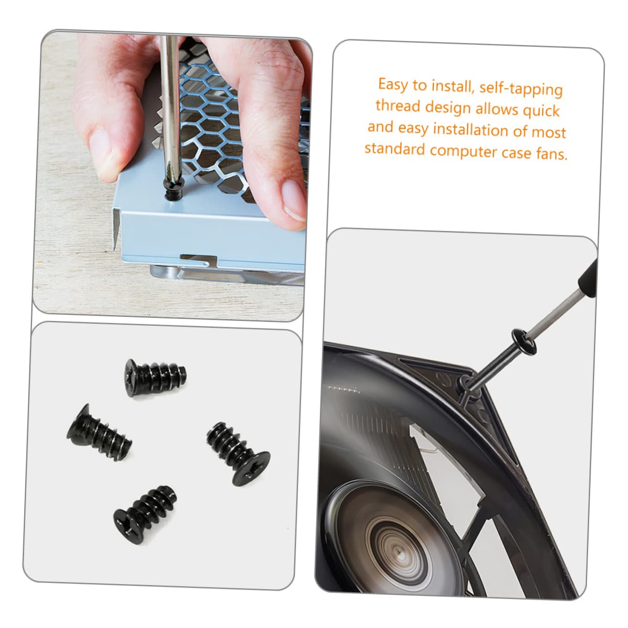 TEHAUX 3 Sets Computer Case Fan Screw Kit - Self Tapping Bolts & Nuts for PC Cooling Fans - Perfect for PC Builds, Gaming Rigs, and DIY Computer Upgrades