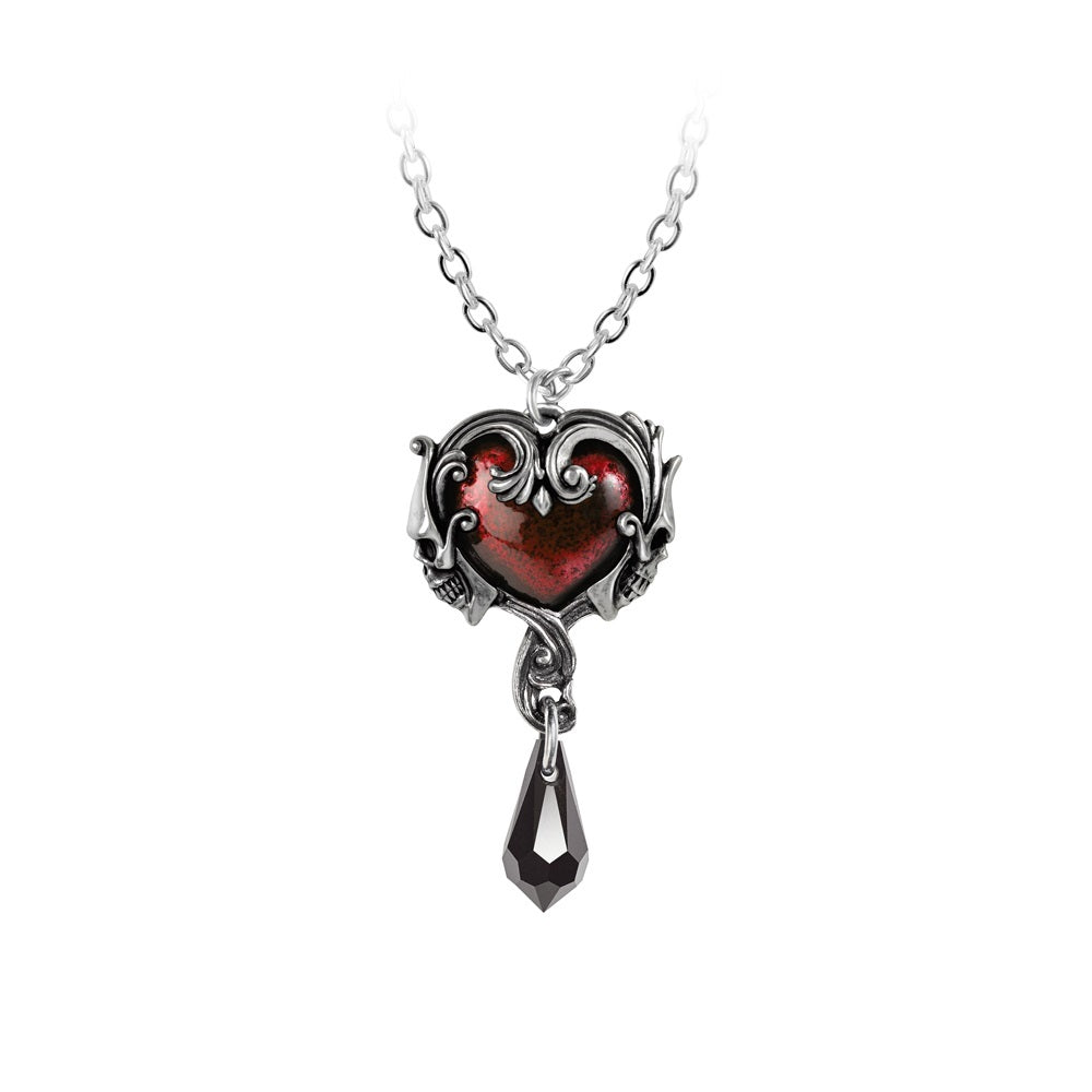 Gothic Blood Red Skull Heart Pendant Necklace for Women - Dark Jewelry for Halloween, Punk Fashion & Gothic Accessories - Perfect for Costume Parties, Alternative Style & Edgy Outfits