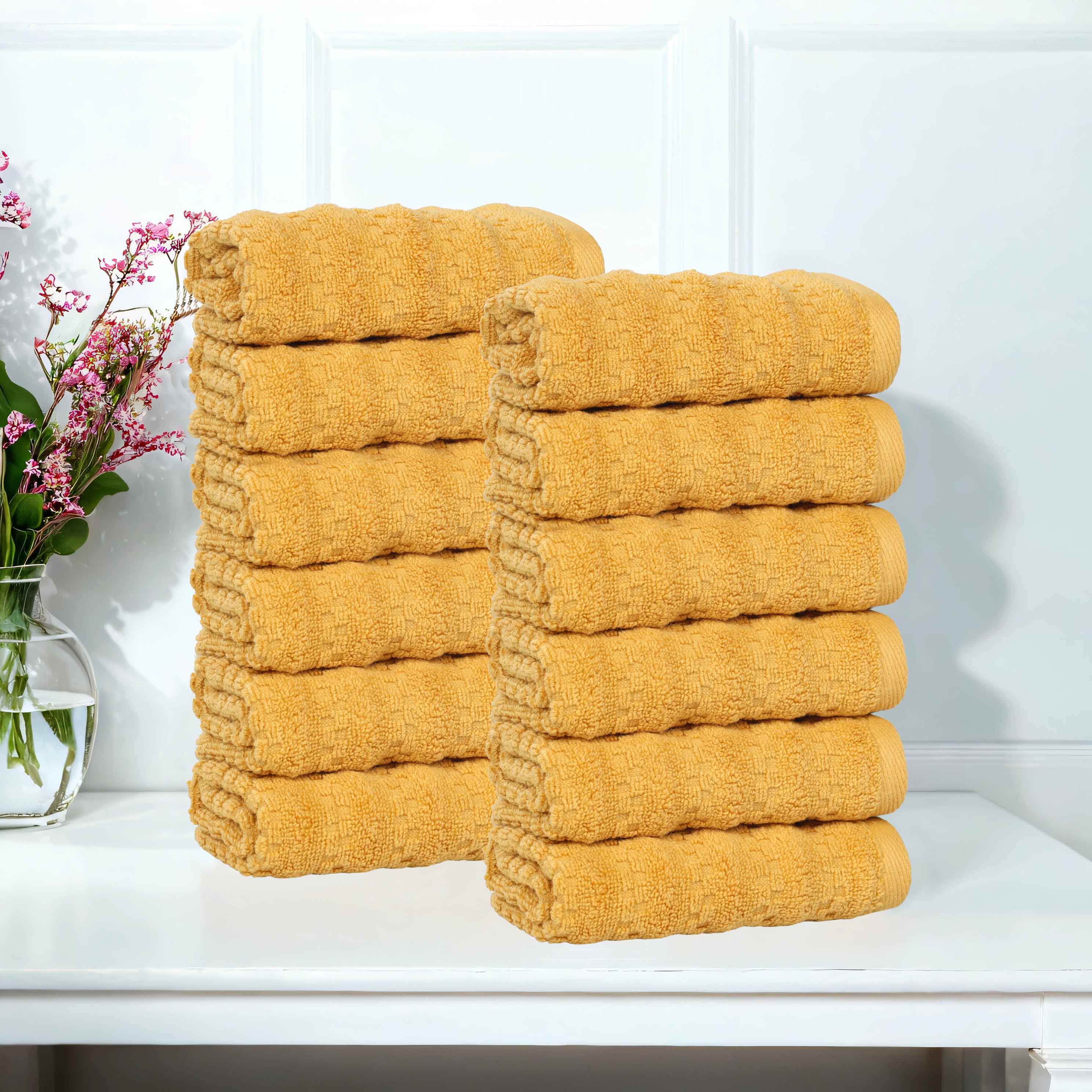 Zuma Zero Twist Cotton Medium Weight Face Towels & Washcloths - 12 Pack | Soft & Absorbent for Spa, Gym, Baby Care & Daily Use