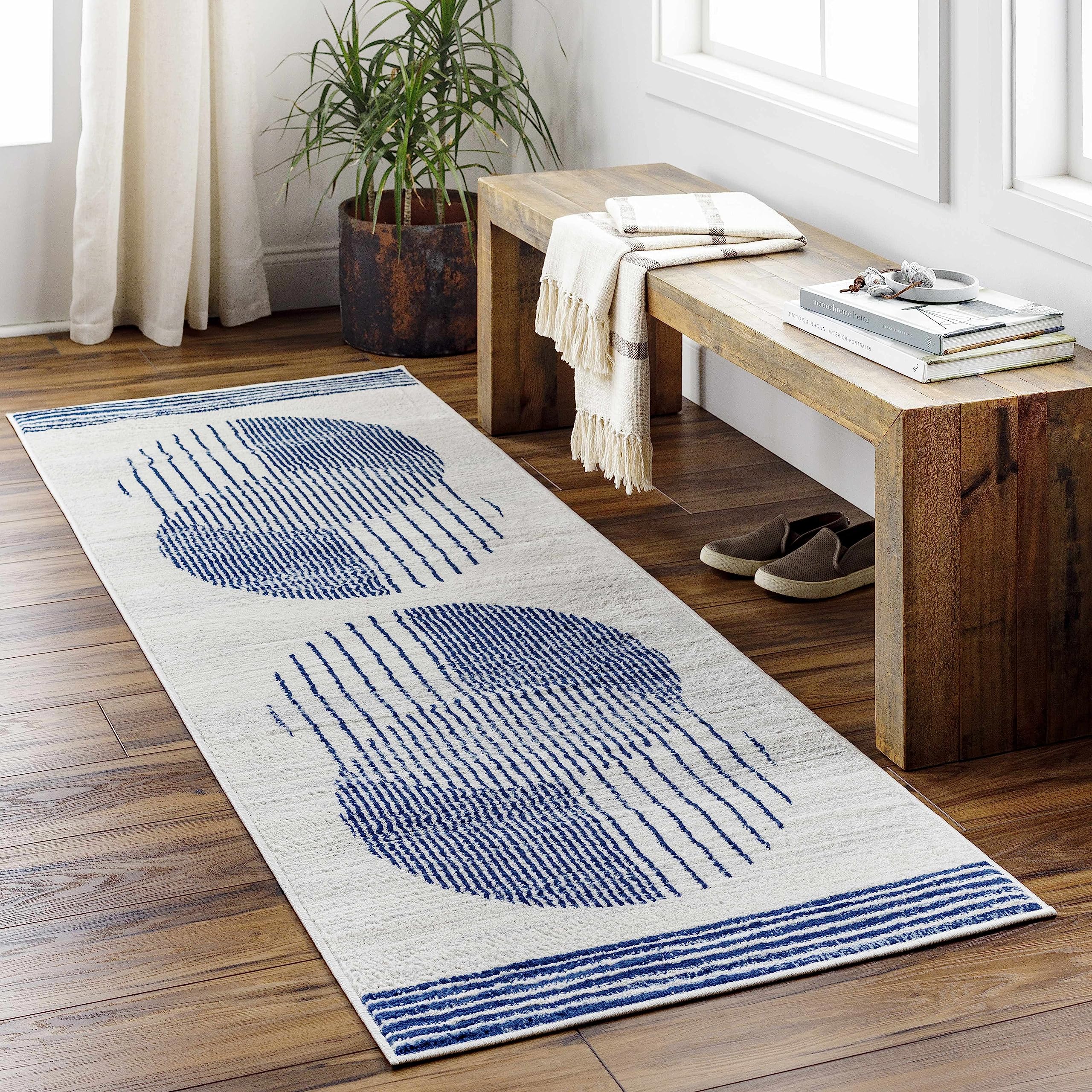 Hauteloom Usra Modern Area Rug 2' x 3' - Blue, Gray & Silver - Soft Non-Slip Living Room & Bedroom Rug for Home Decor - Perfect for Cozy Spaces, Dorm Rooms & Office