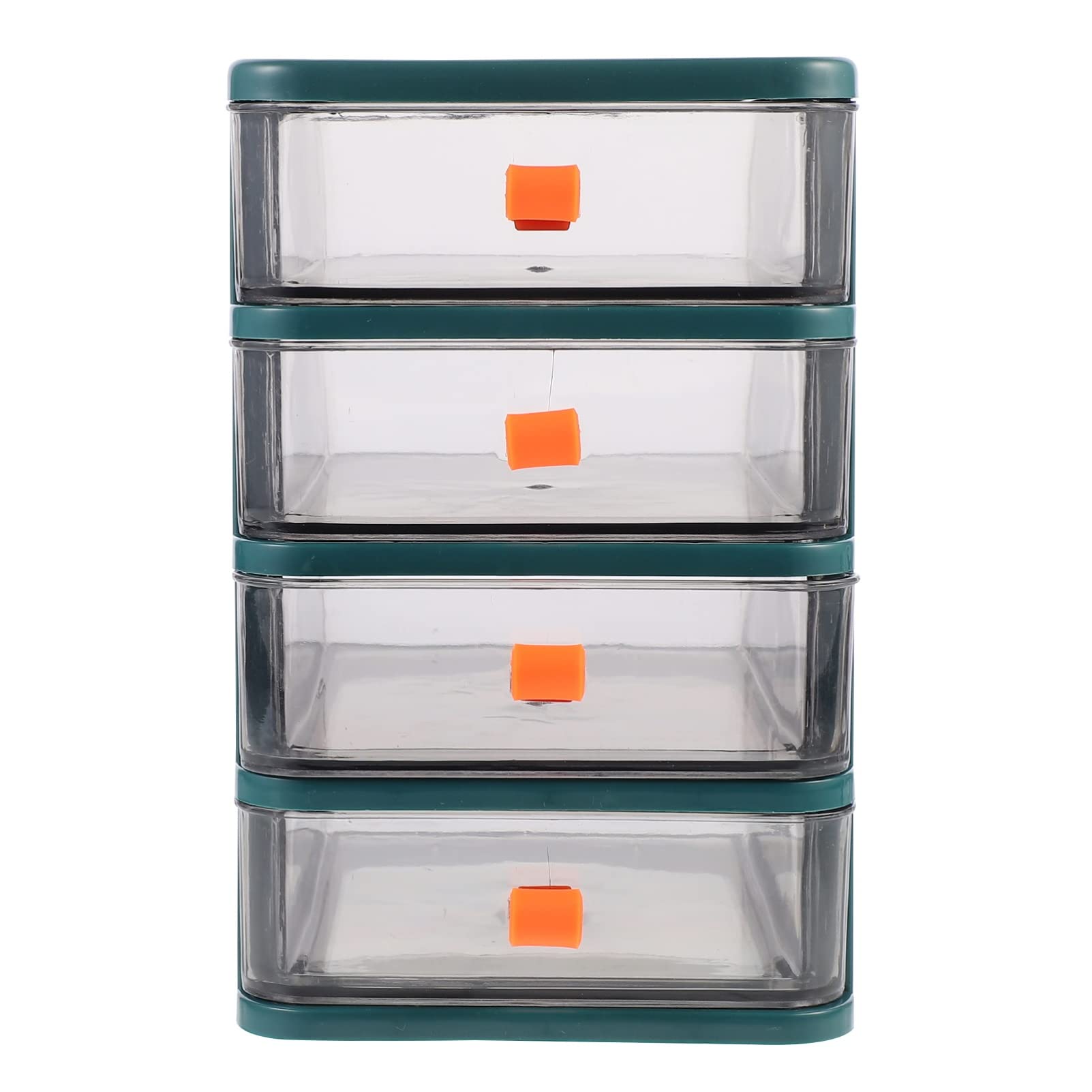 Veemoon 4-Layer Plastic Drawer Organizer - Stackable Desktop Storage Box for Makeup Brushes, Office Supplies & Cosmetics | Space-Saving Home & Office Organization Solution for Desk, Vanity & Workstation (Green)