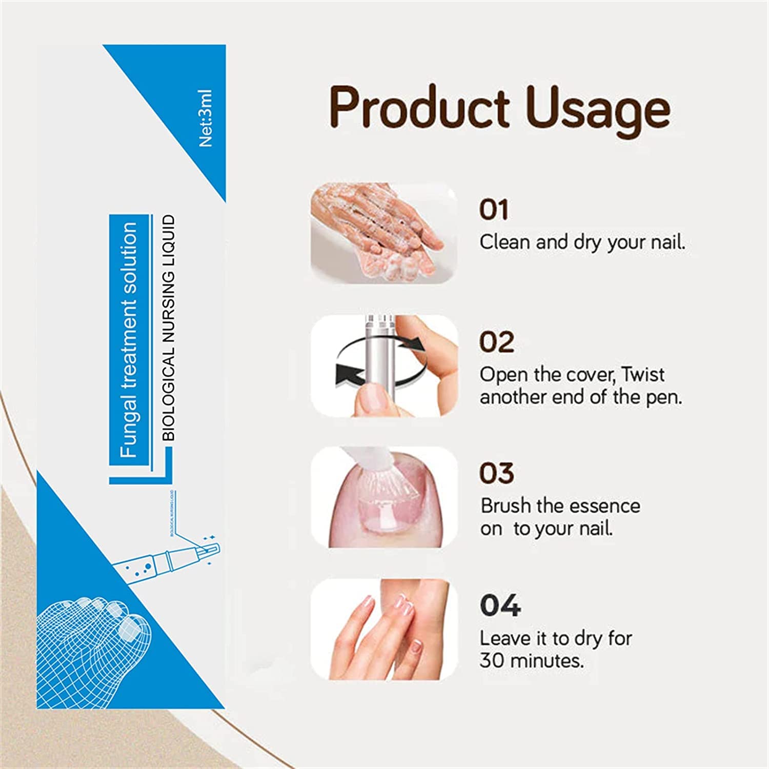 Okita Toenail Fungus Treatment Pen - Fast-Acting Antifungal Nail Repair for Toenails & Fingernails - Clinically Proven Fungus Eliminator (3 Pack) - Perfect for Athletes, Swimmers & Daily Foot Care