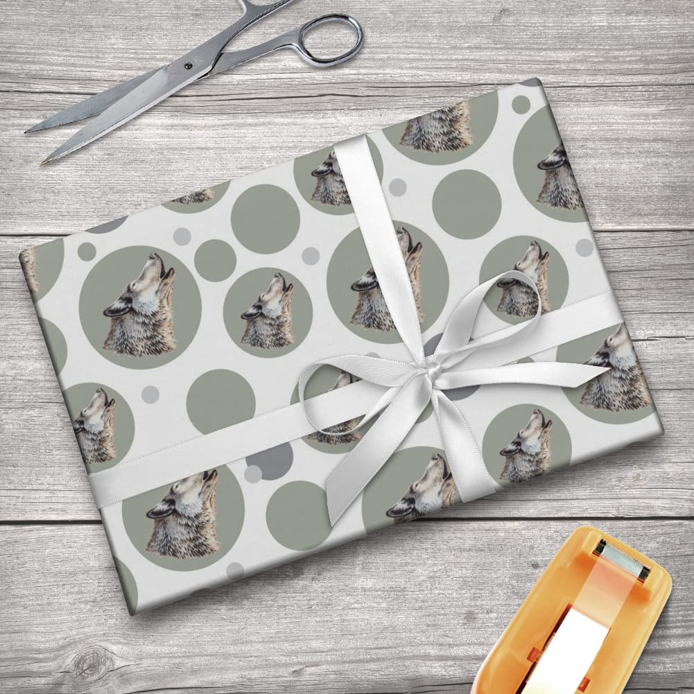 Premium Wolf Howling Gift Wrap Paper Roll - 30
