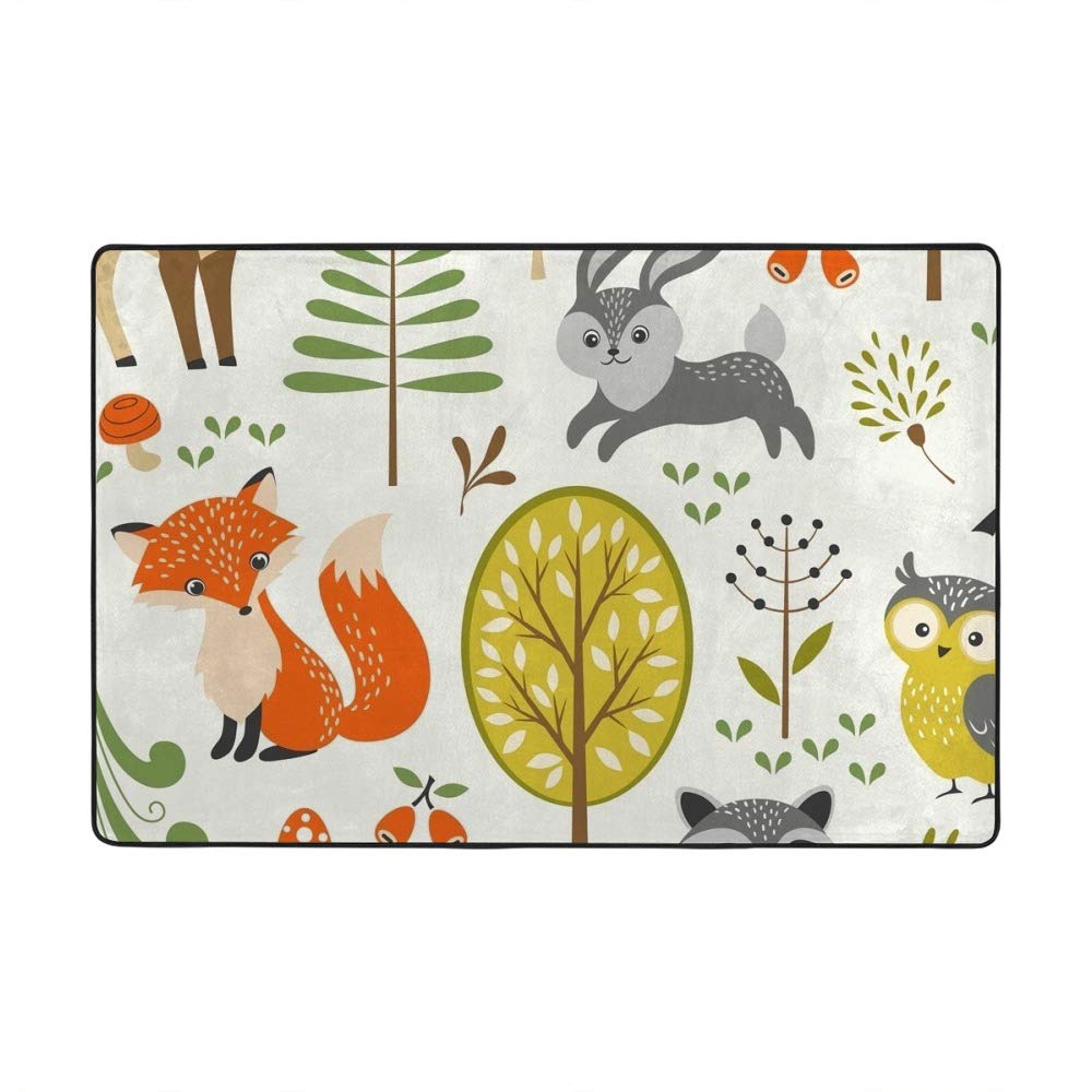 Soft Non-Slip Kids Play Mat - Forest Animals Design for Baby Crawling & Playtime - 4'10