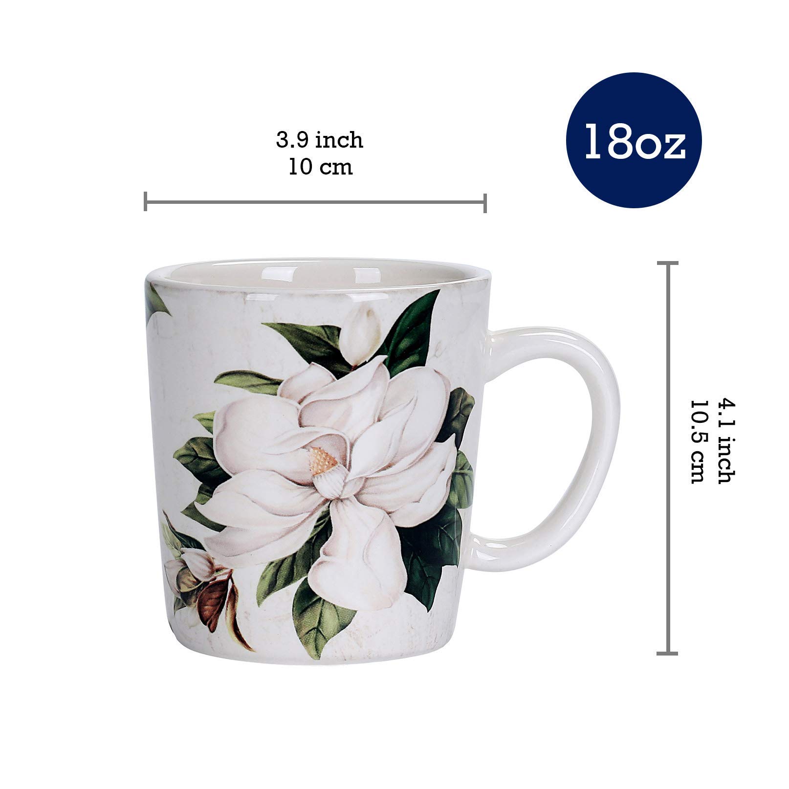 Bico Magnolia Floral Ceramic 16-Piece Dinnerware Set - Service for 4 with 11