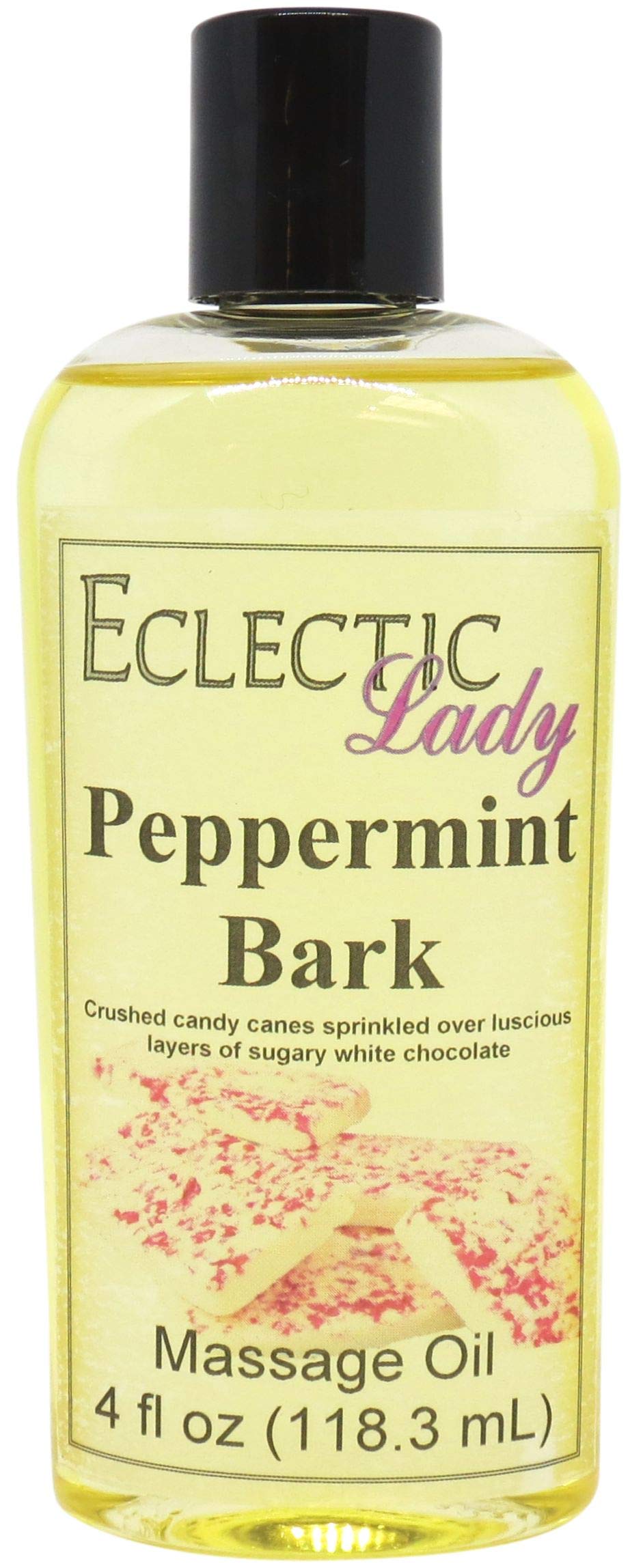 Peppermint Bark Massage Oil - 4oz Natural Blend with Sweet Almond & Jojoba Oil | Preservative-Free Aromatherapy Oil for Relaxation, Couples Massage & Holiday Gift Sets