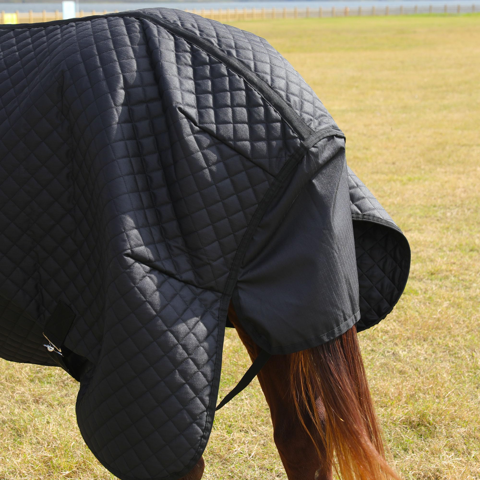 HOMBYS 600D Waterproof Winter Horse Blanket Combo - 75 Inch Heavy Duty Turnout Blanket for Real Horses, High Density Quilted Black Horse Sheet - Ideal for Cold Weather Riding, Stable Use & Outdoor Protection